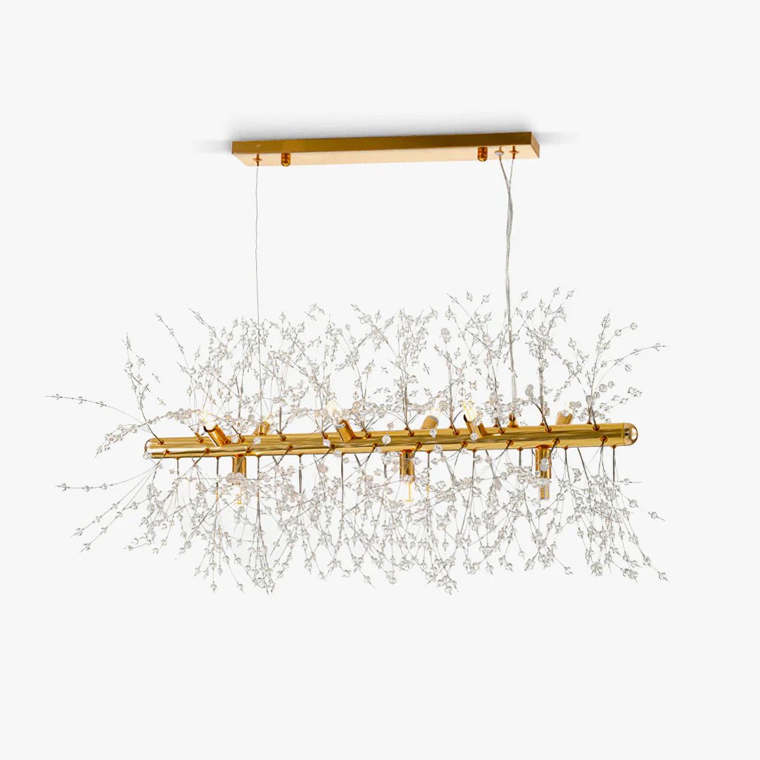 Lustra Chandelier Brass Linear Crystal Branch - Letslighting