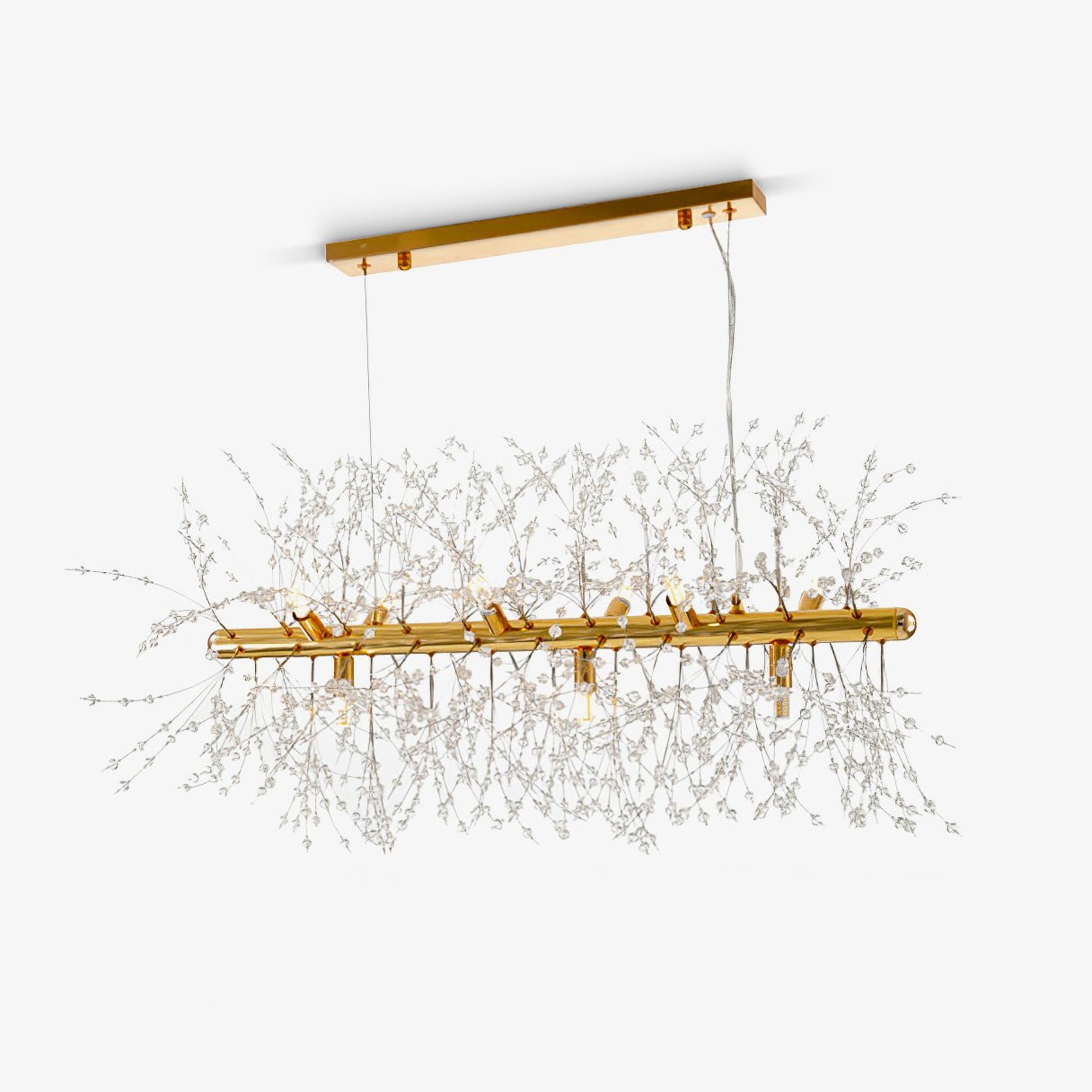 Lustra Chandelier Brass Linear Crystal Branch - Letslighting