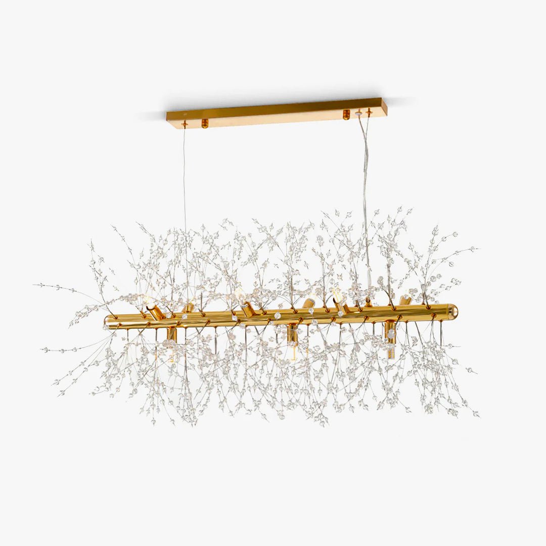 Lustra Chandelier Brass Linear Crystal Branch - Letslighting