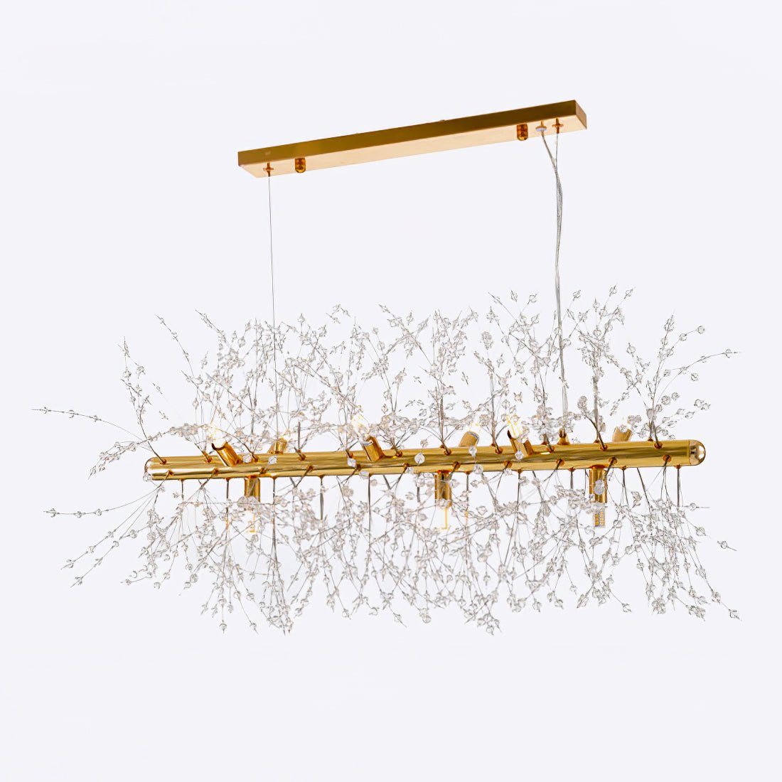 Lustra Chandelier Brass Linear Crystal Branch - Letslighting