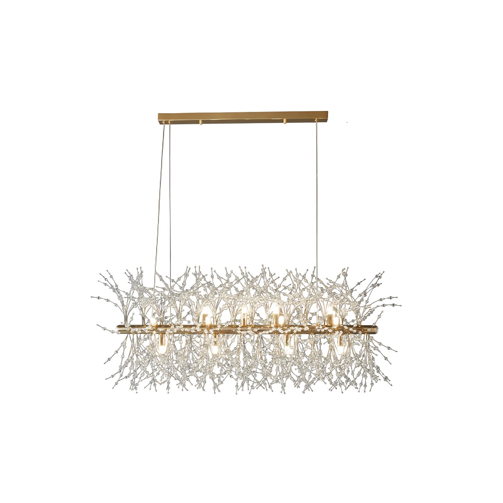 Lustra Chandelier Brass Linear Crystal Branch - Letslighting
