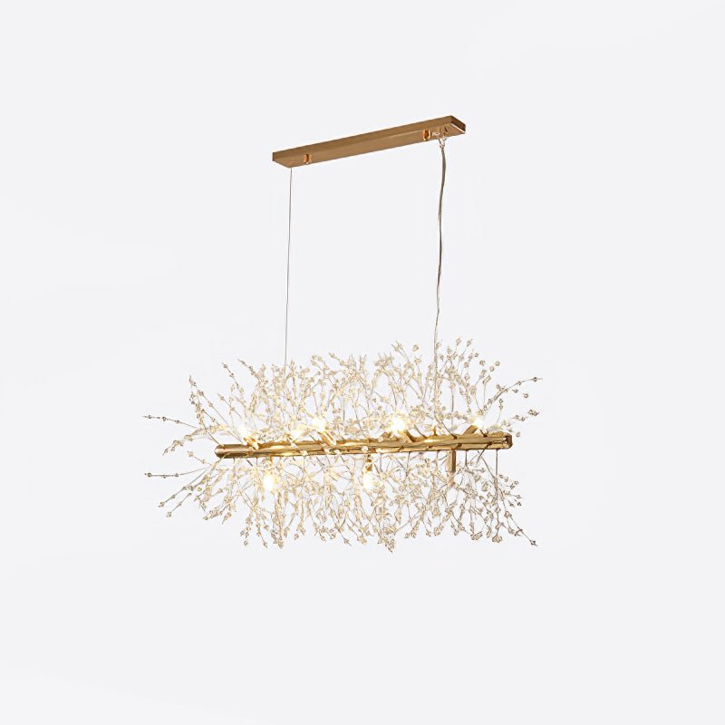 Lustra Chandelier Brass Linear Crystal Branch - Letslighting