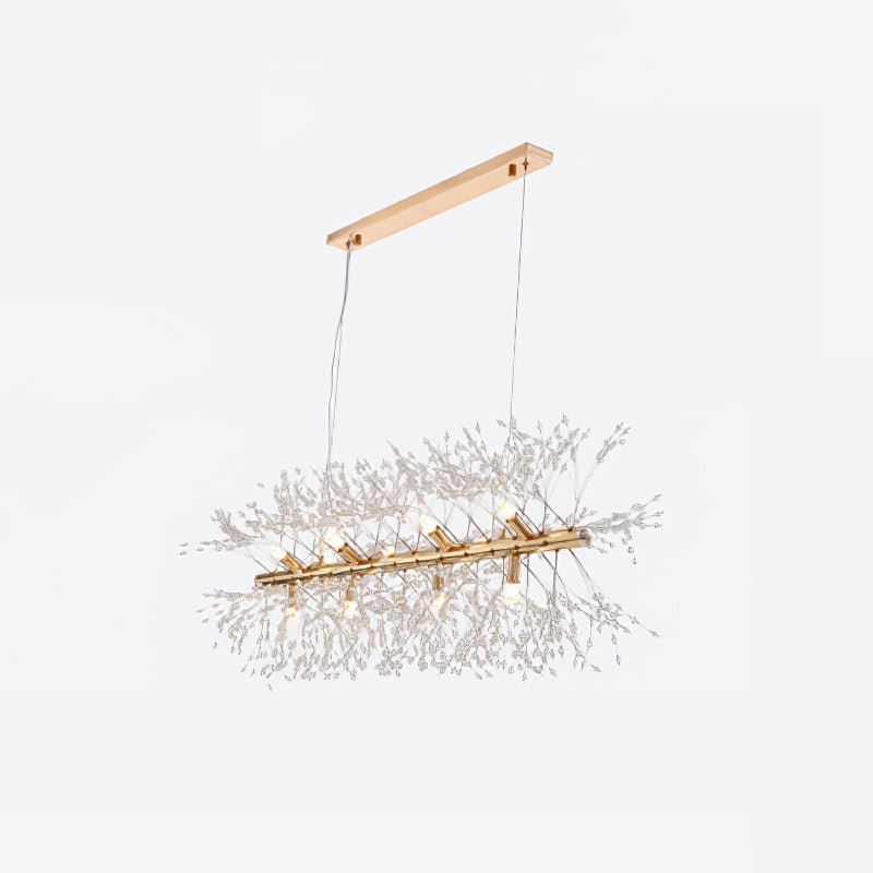 Lustra Chandelier Brass Linear Crystal Branch - Letslighting