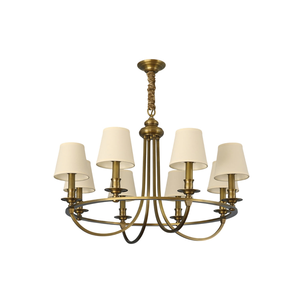 Plume Vintage Elegance Brass Fabric Chandelier - Letslighting