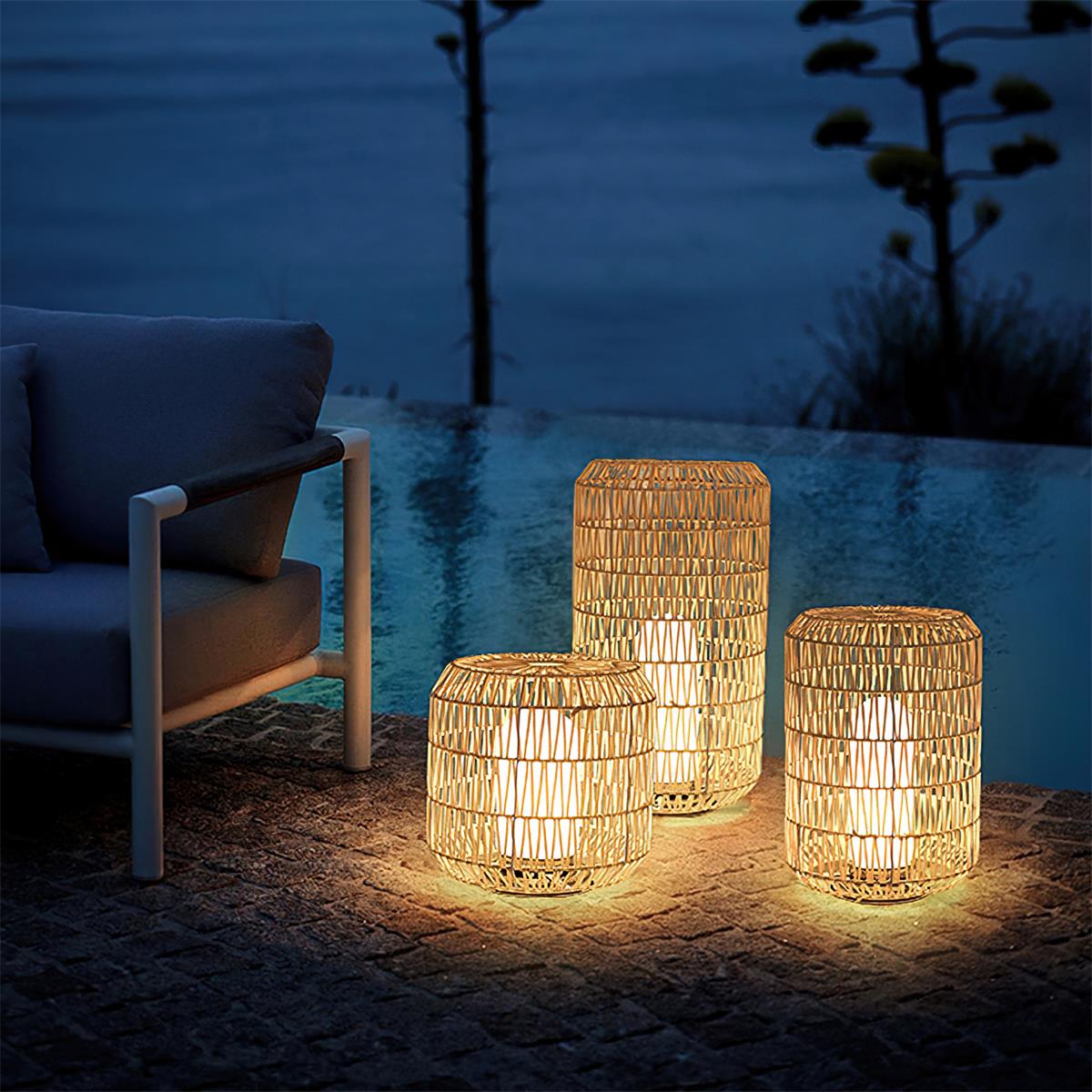 Danya Outdoor Lamp Rattan Cylinder Solar - Letslighting