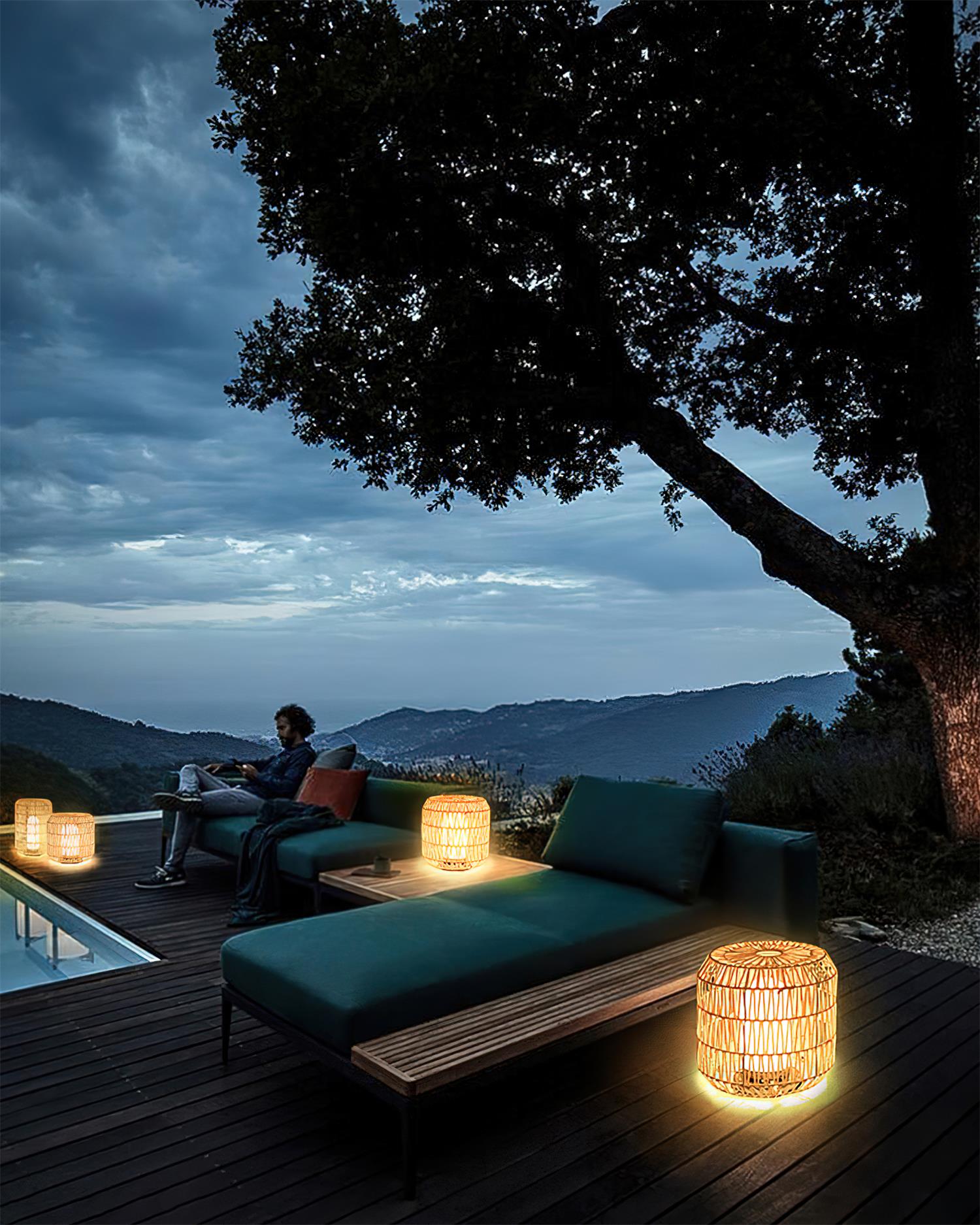 Danya Outdoor Lamp Rattan Cylinder Solar - Letslighting