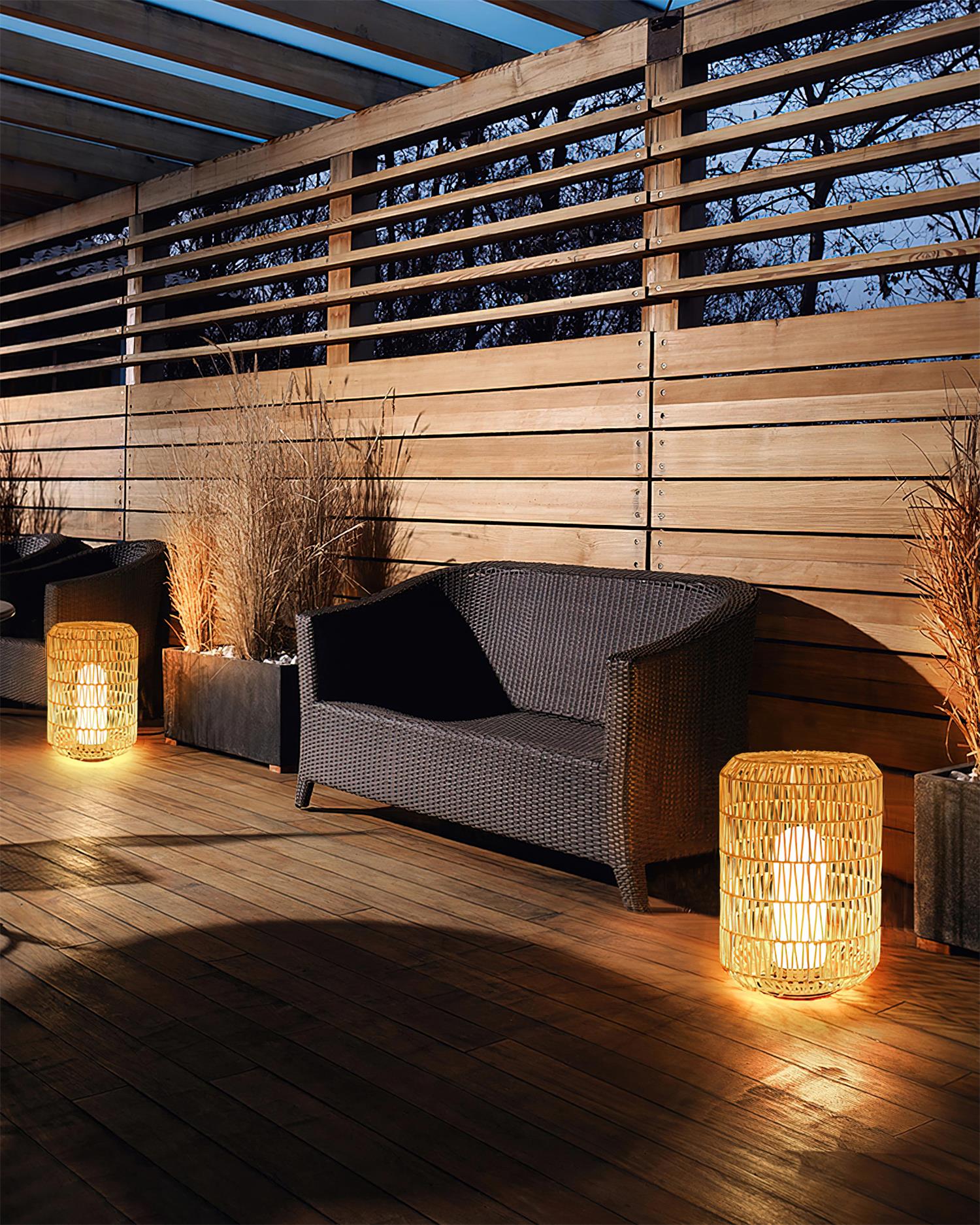Danya Outdoor Lamp Rattan Cylinder Solar - Letslighting