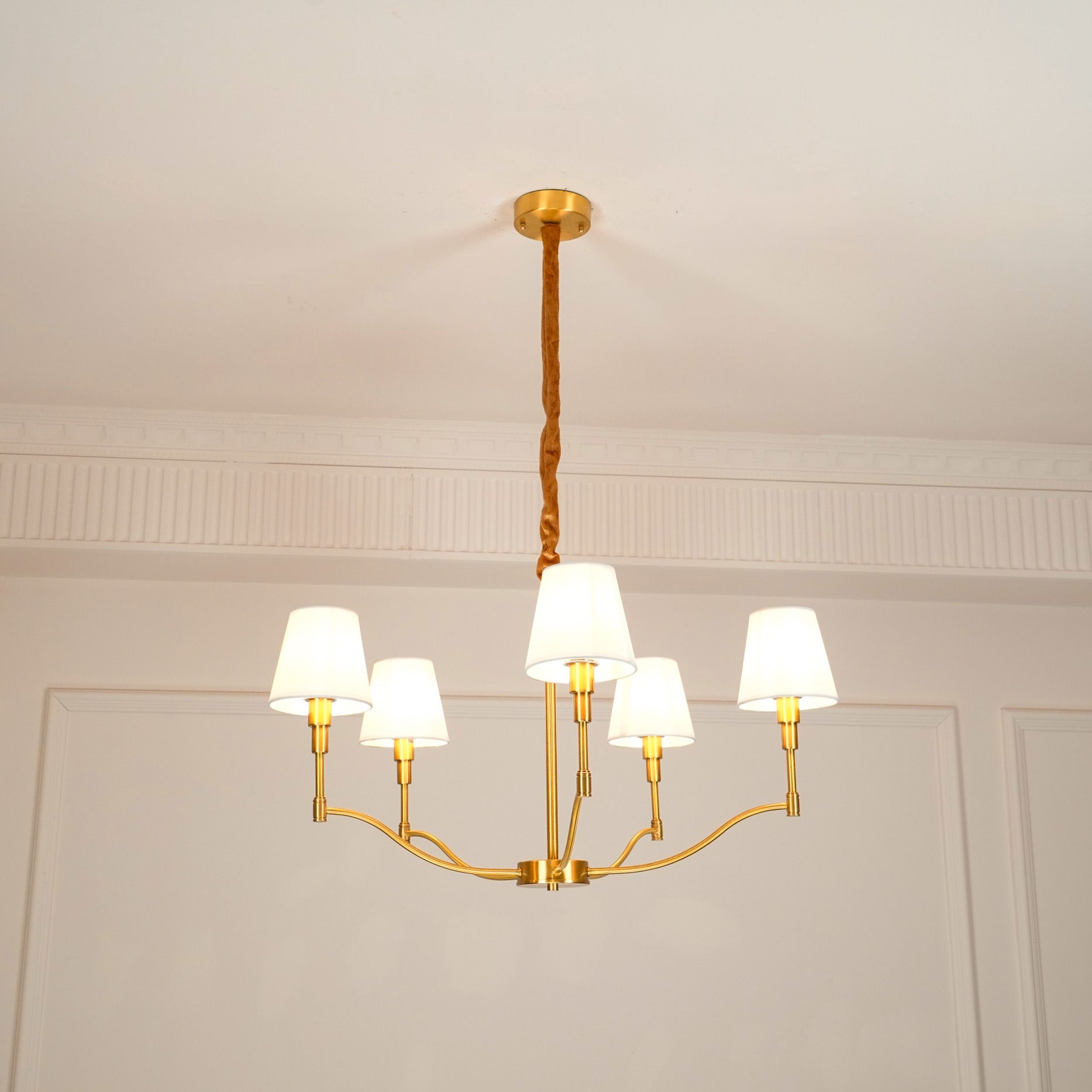 Unfold Vintage Traditional Brass Fabric Chandelier - Letslighting