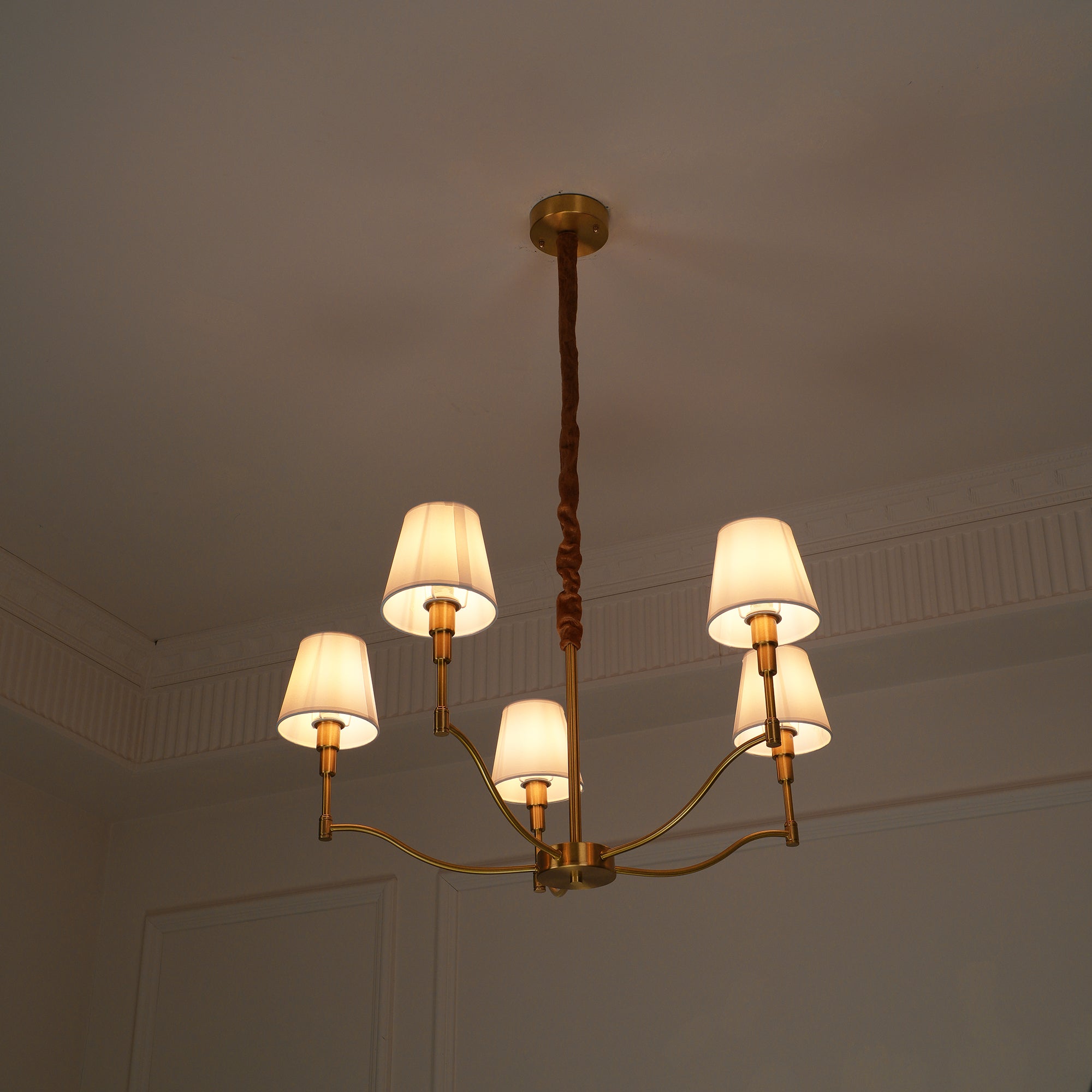 Unfold Vintage Traditional Brass Fabric Chandelier - Letslighting