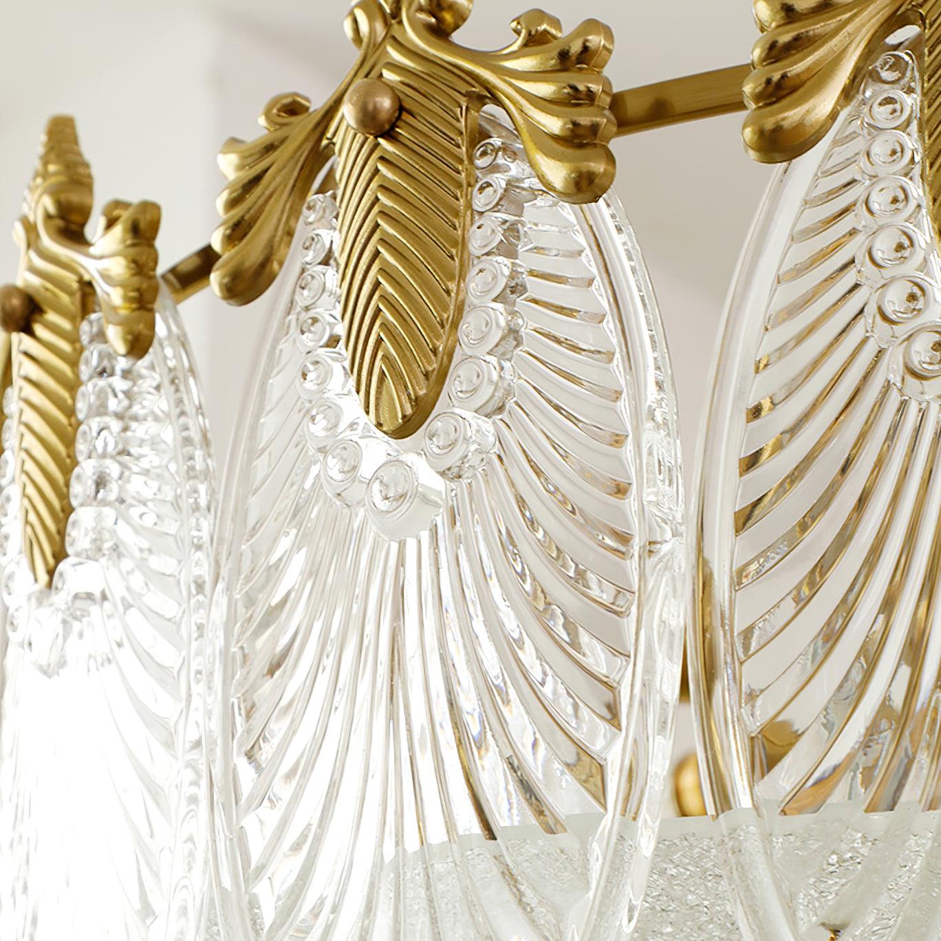 Lustra Chandelier Glass Petals Gold Frame Round - Letslighting