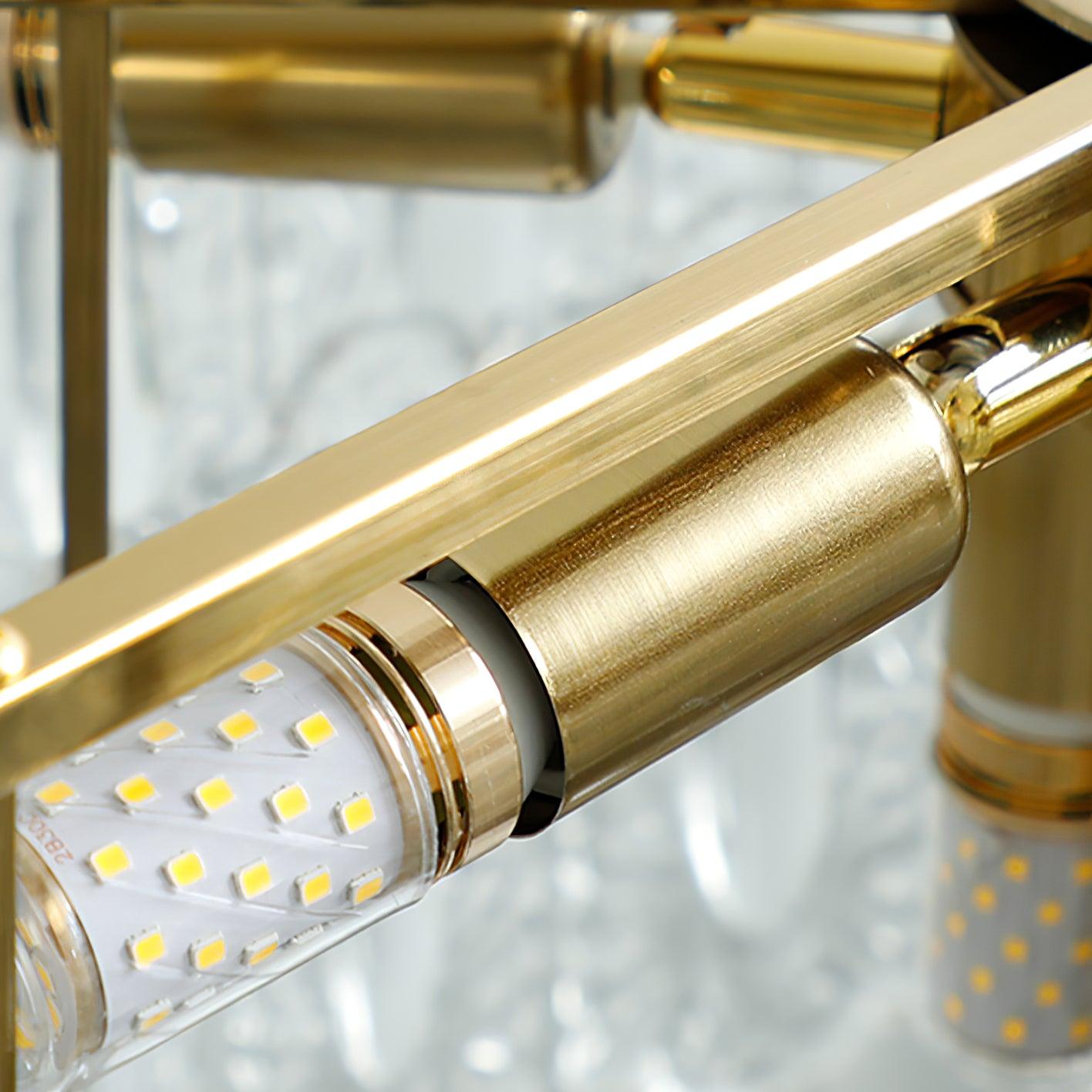 Lustra Chandelier Glass Petals Gold Frame Round - Letslighting
