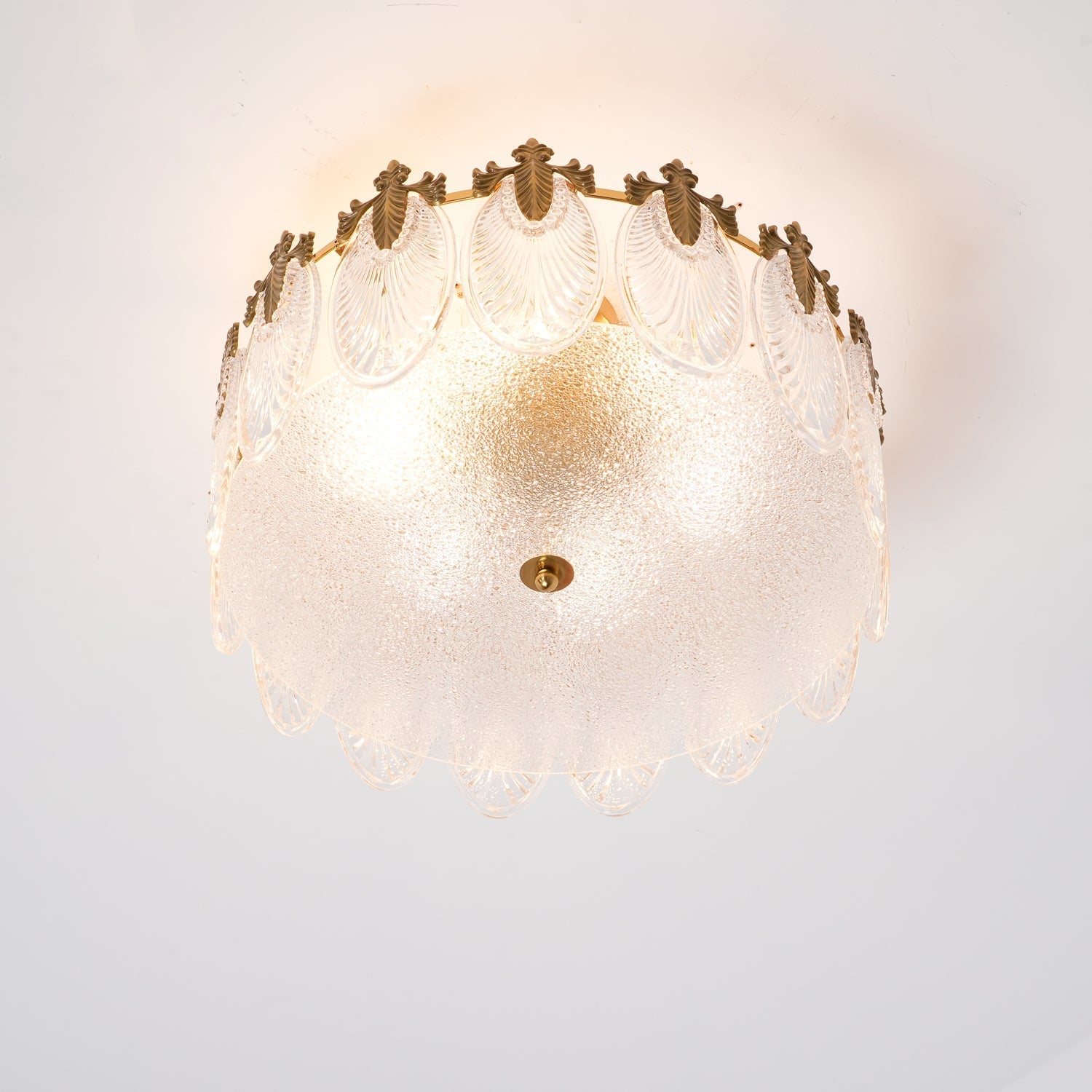 Lustra Chandelier Glass Petals Gold Frame Round - Letslighting