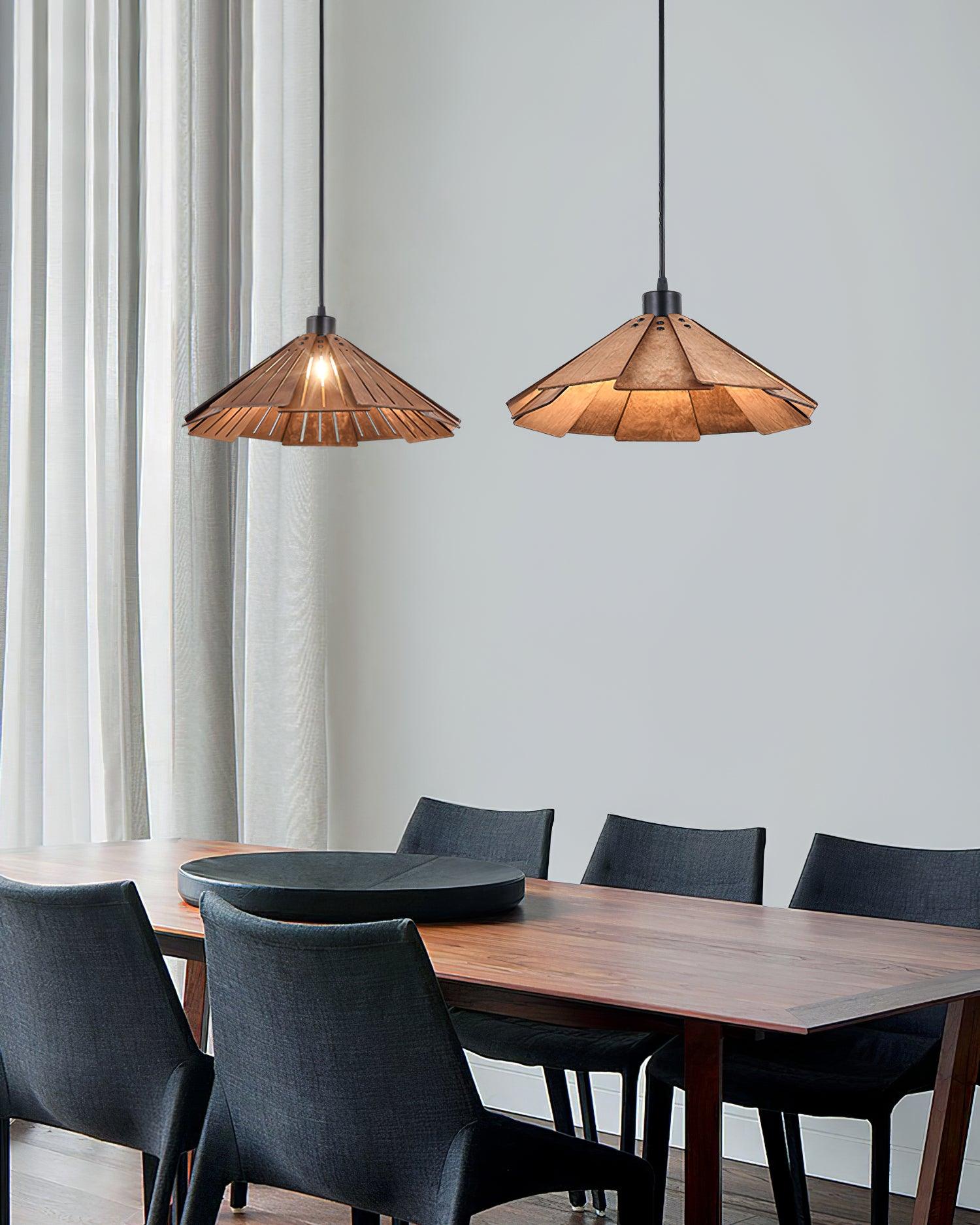 Delfina Pendant Lamp Wood Panel Wabi-Sabi Organic - Letslighting