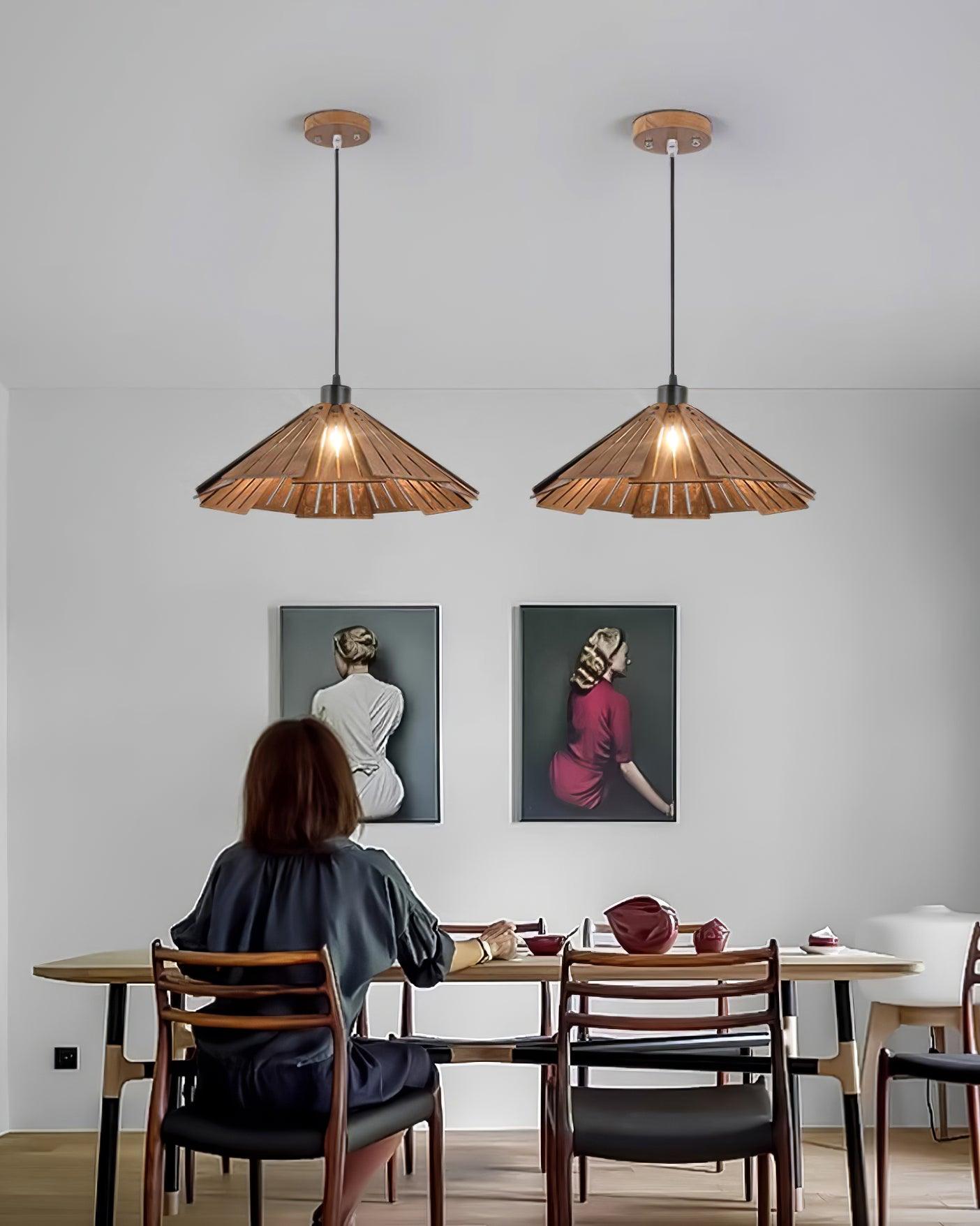 Delfina Pendant Lamp Wood Panel Wabi-Sabi Organic - Letslighting