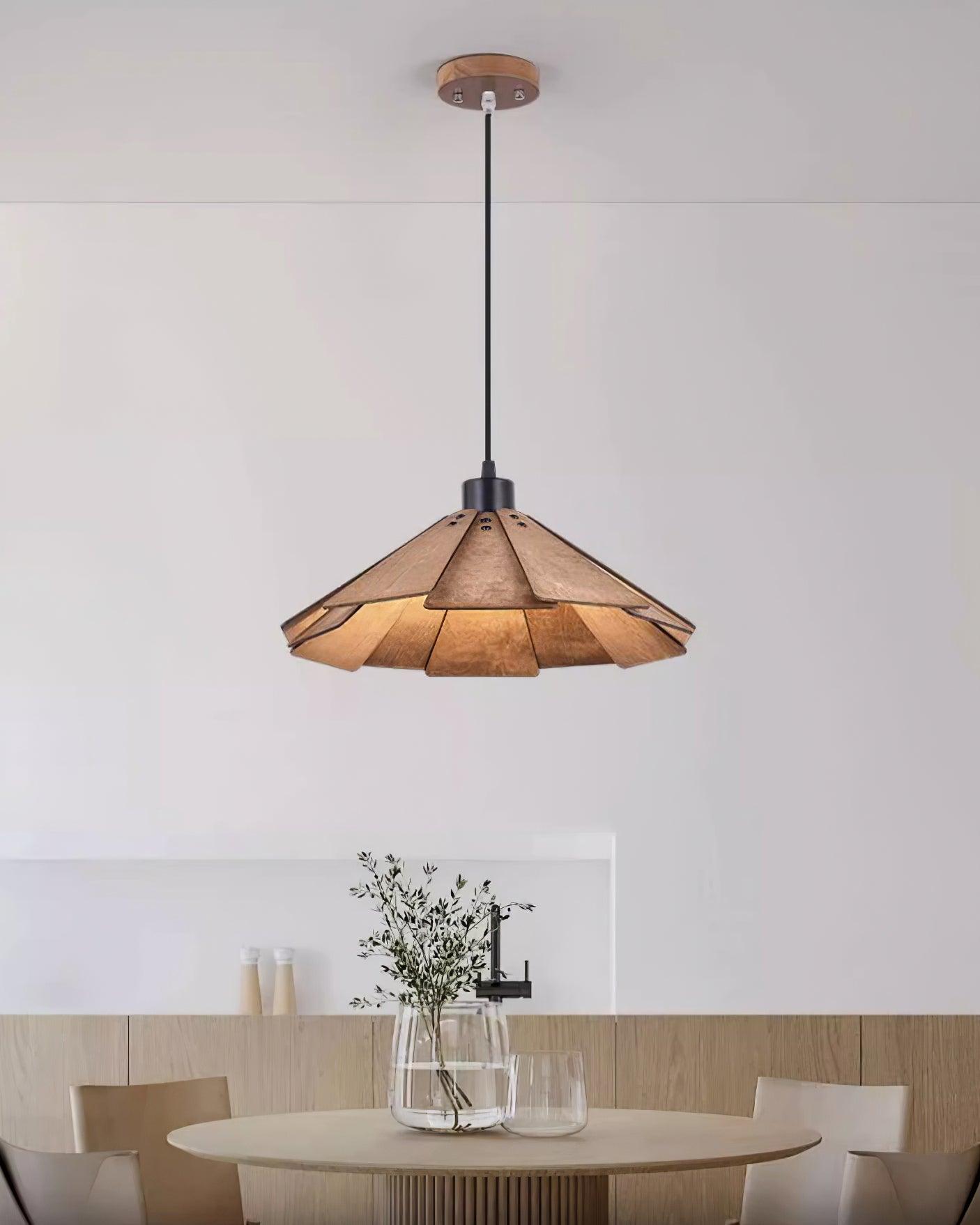 Delfina Pendant Lamp Wood Panel Wabi-Sabi Organic - Letslighting