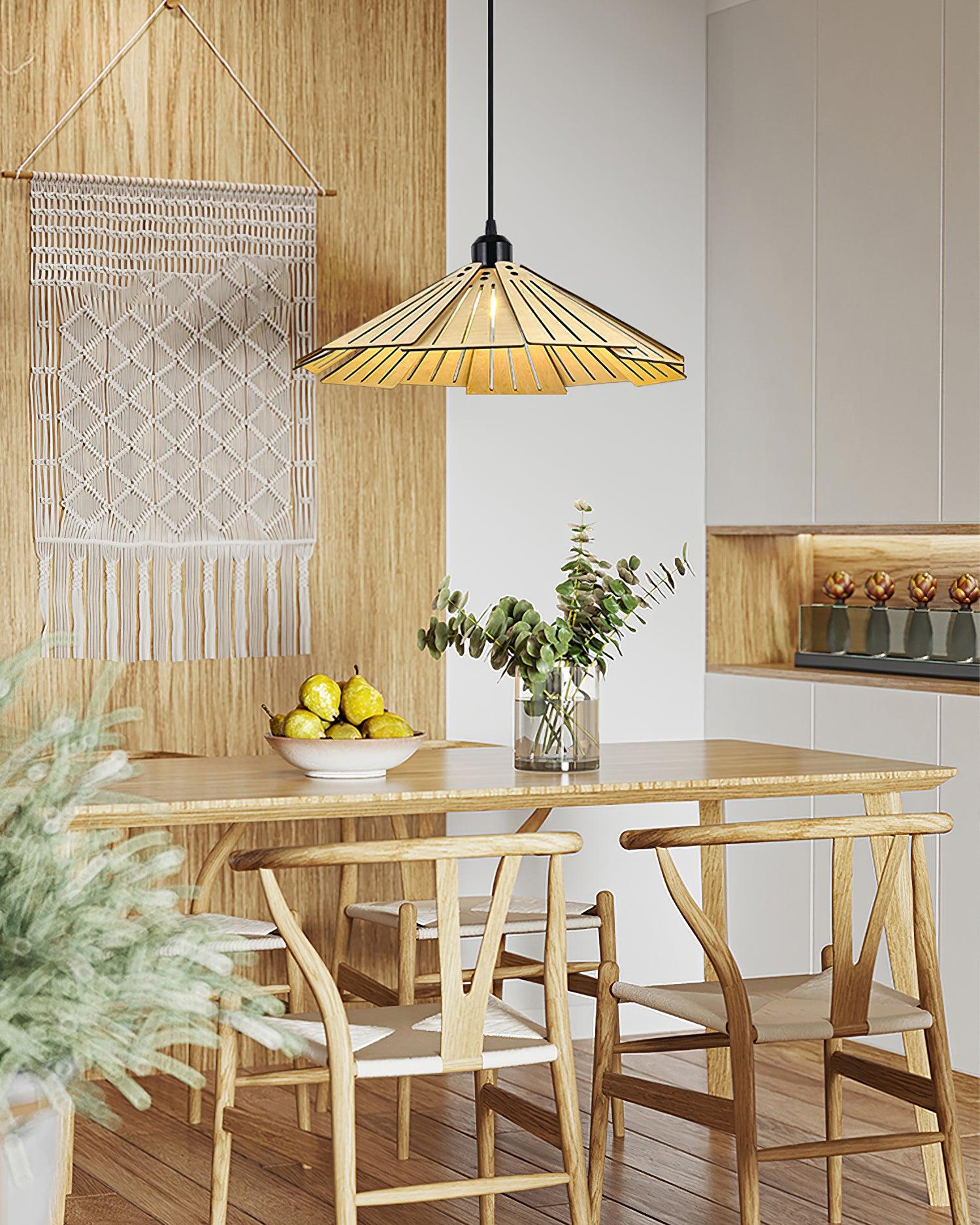 Delfina Pendant Lamp Wood Panel Wabi-Sabi Organic - Letslighting