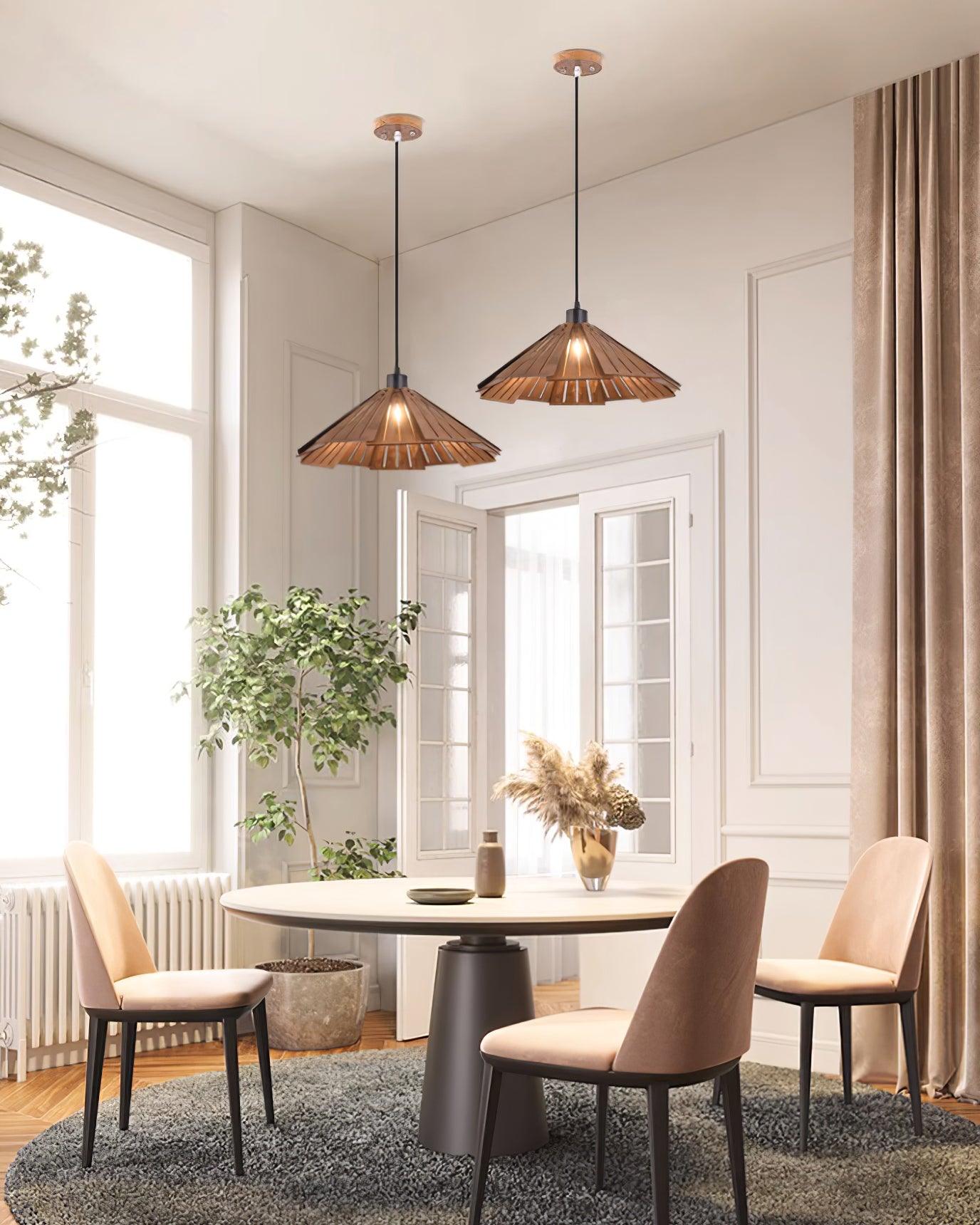 Delfina Pendant Lamp Wood Panel Wabi-Sabi Organic - Letslighting