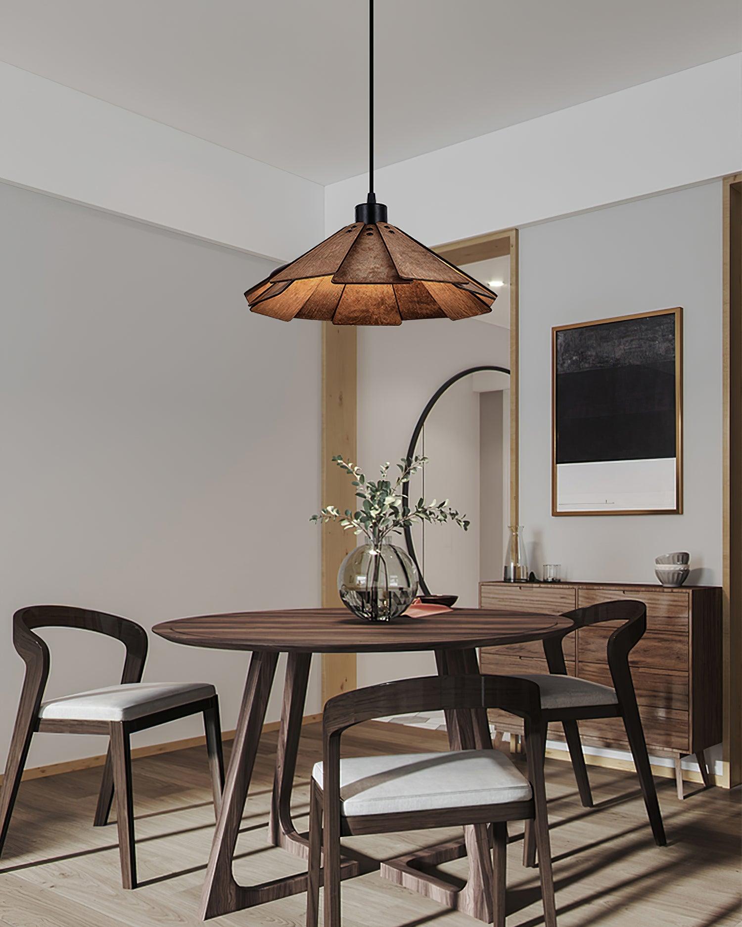 Delfina Pendant Lamp Wood Panel Wabi-Sabi Organic - Letslighting