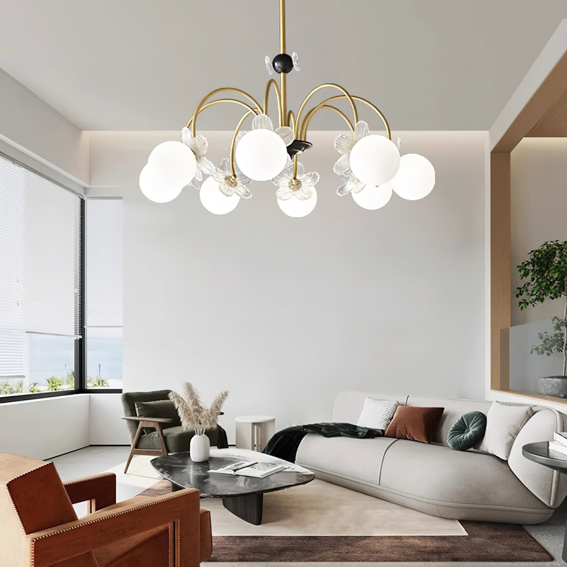 Petalia Brass Chandelier - Letslighting