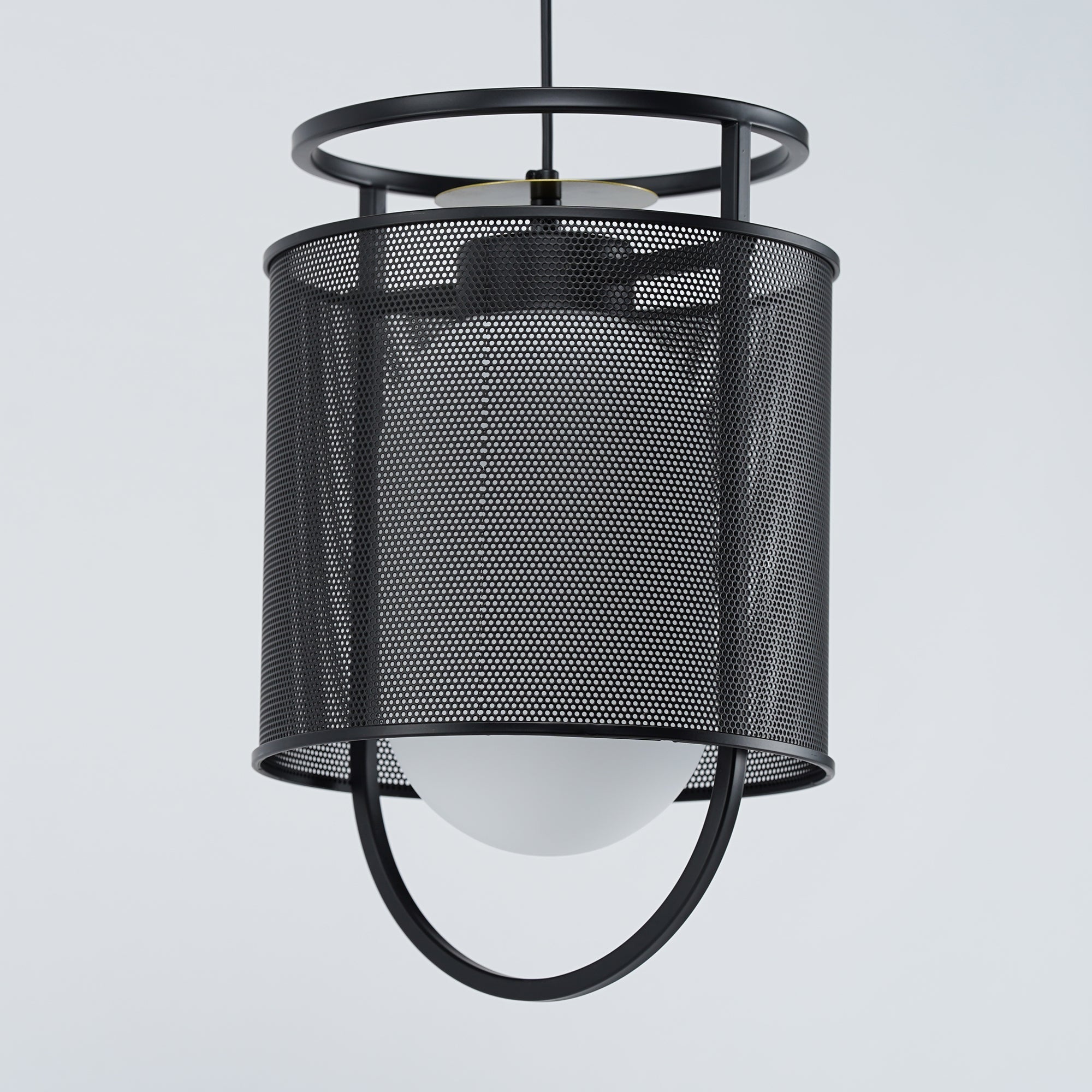 Solara Pendant Lamp Mesh Cylinder Brass Accent Industrial - Letslighting