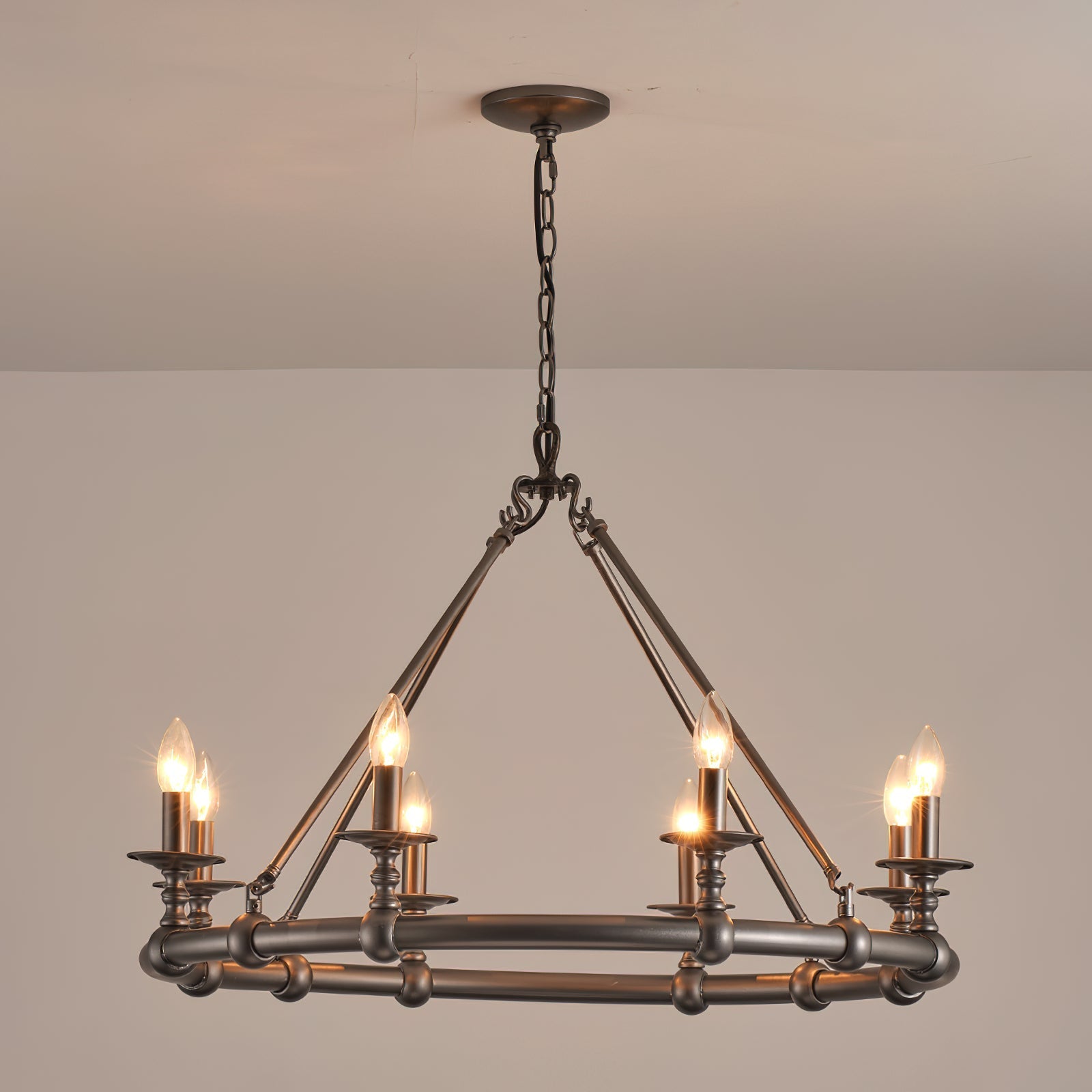 Unite Vintage Industrial Round Gold Chandelier - Letslighting