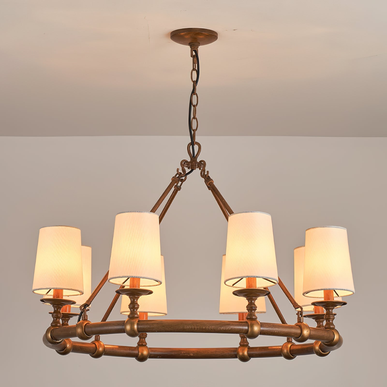 Unite Vintage Industrial Round Gold Chandelier - Letslighting