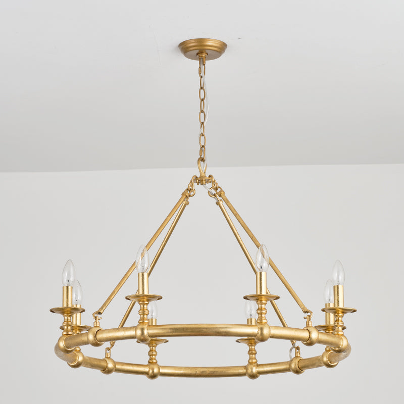 Unite Vintage Industrial Round Gold Chandelier - Letslighting