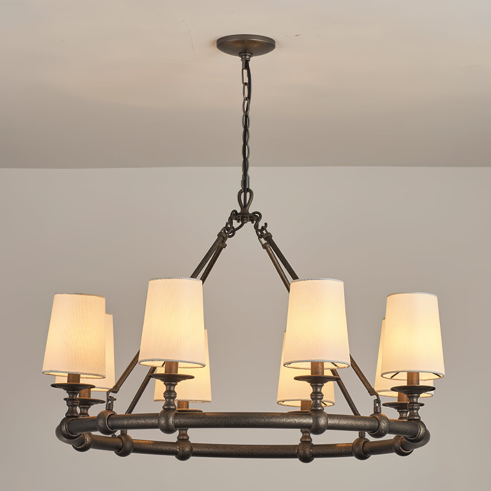 Unite Vintage Industrial Round Gold Chandelier - Letslighting