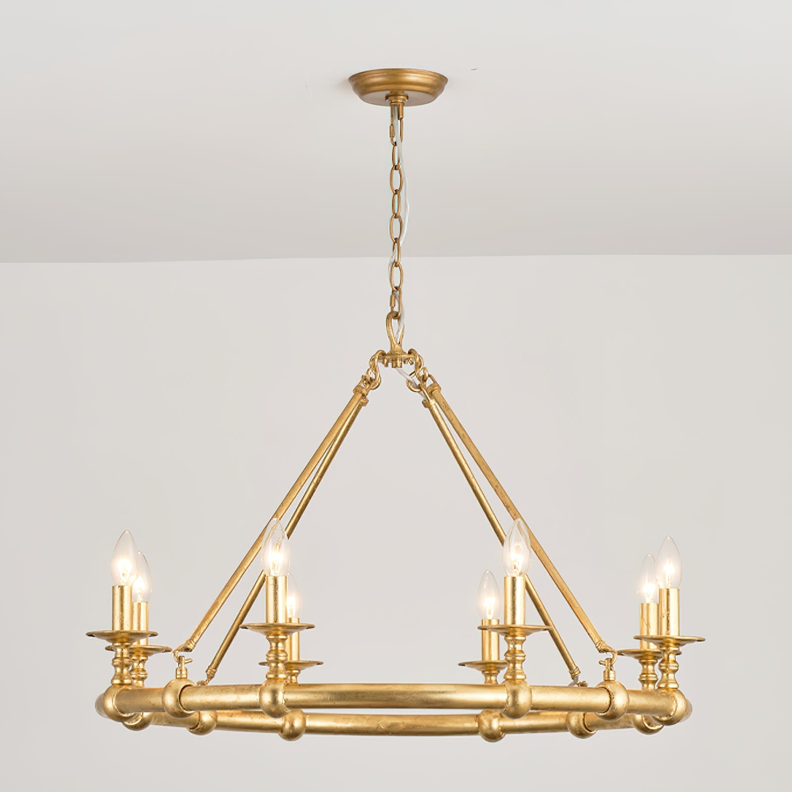 Unite Vintage Industrial Round Gold Chandelier - Letslighting