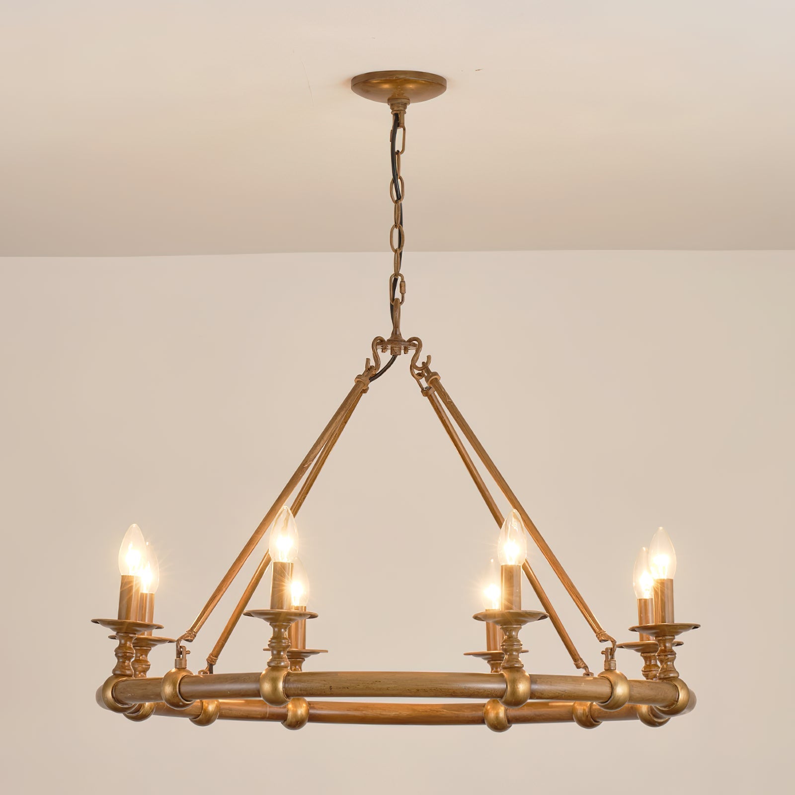 Unite Vintage Industrial Round Gold Chandelier - Letslighting