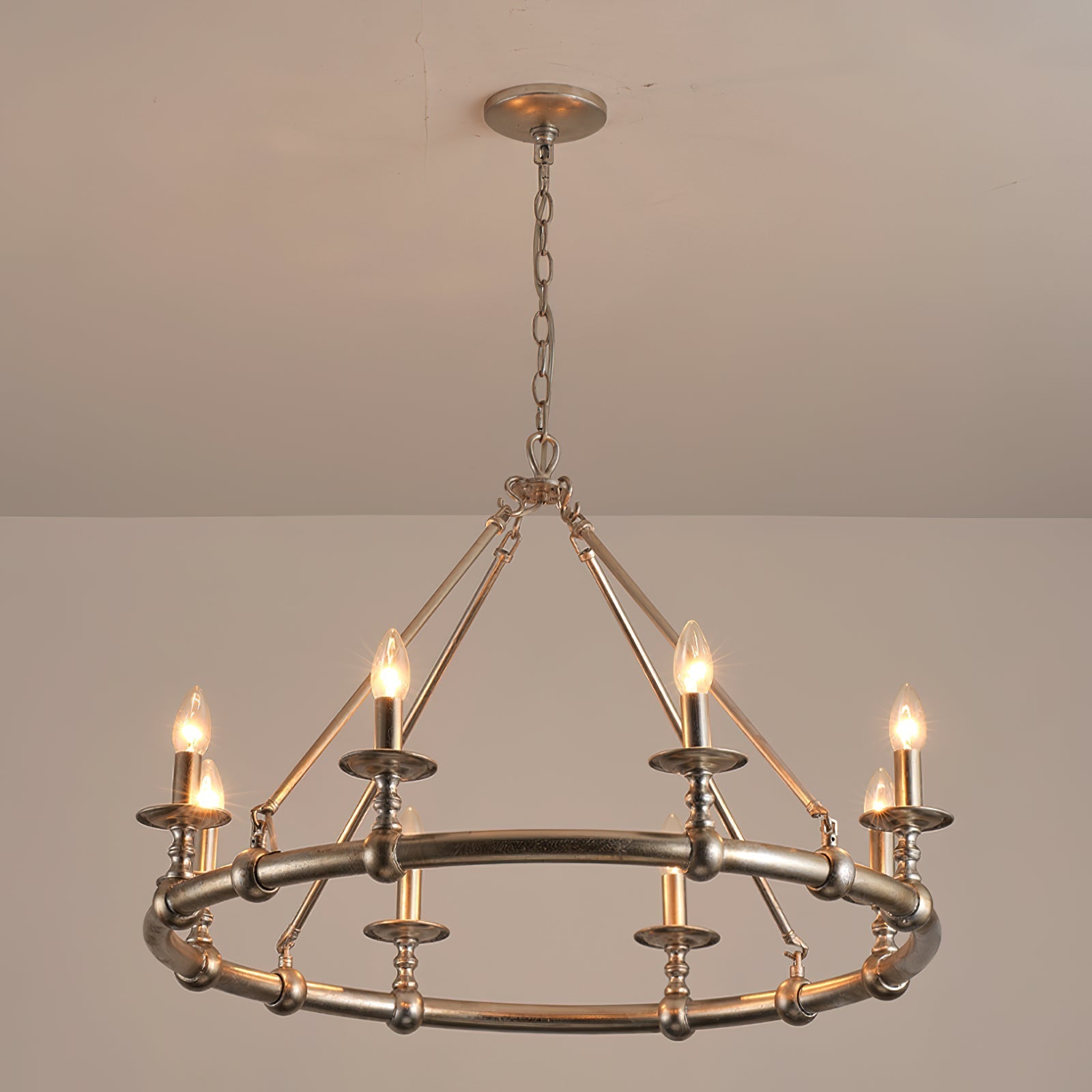 Unite Vintage Industrial Round Gold Chandelier - Letslighting