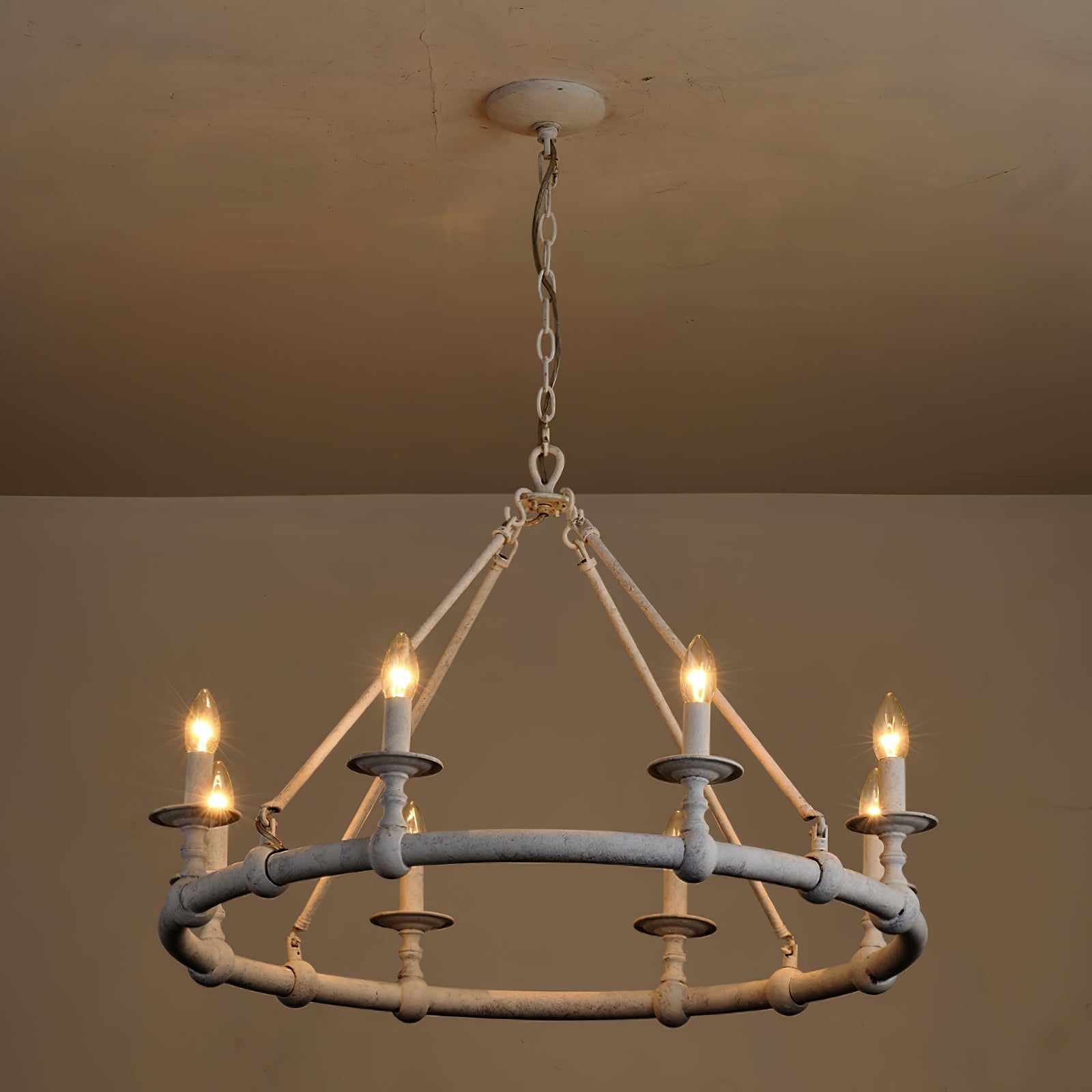 Unite Vintage Industrial Round Gold Chandelier - Letslighting