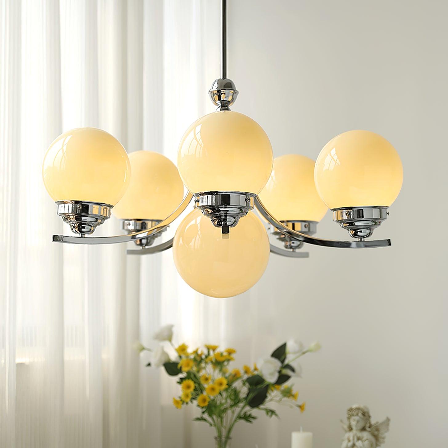 Lustra Chandelier Globe Chrome Modern 5-Light - Letslighting