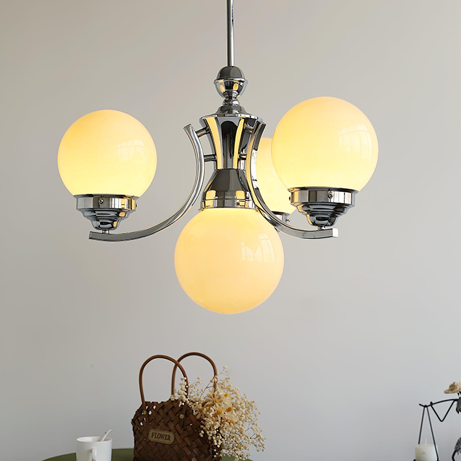 Lustra Chandelier Globe Chrome Modern 5-Light - Letslighting