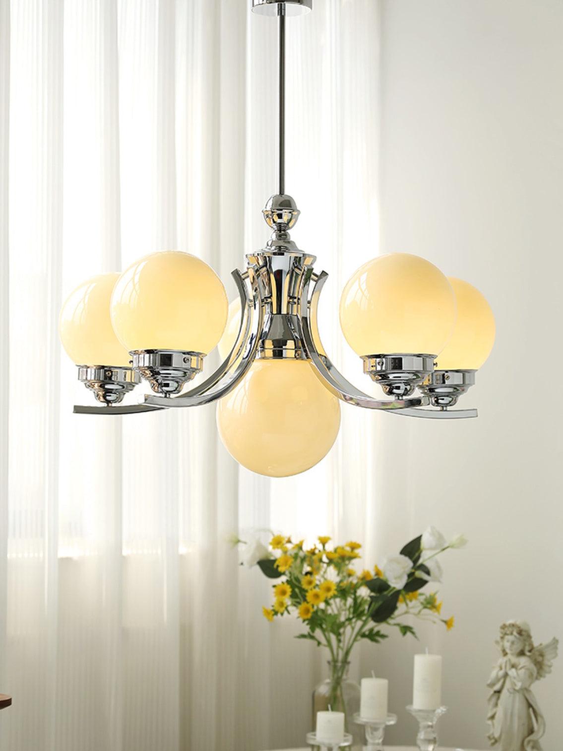 Lustra Chandelier Globe Chrome Modern 5-Light - Letslighting