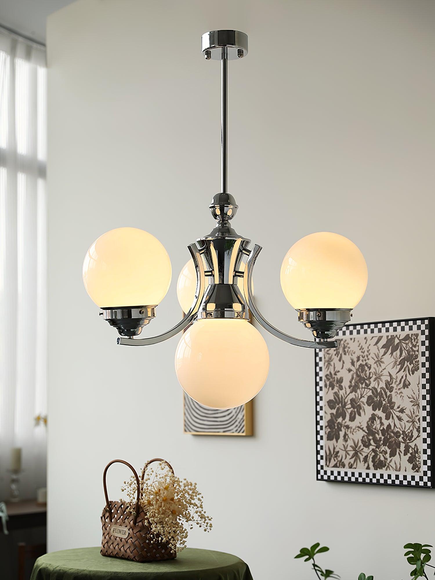 Lustra Chandelier Globe Chrome Modern 5-Light - Letslighting