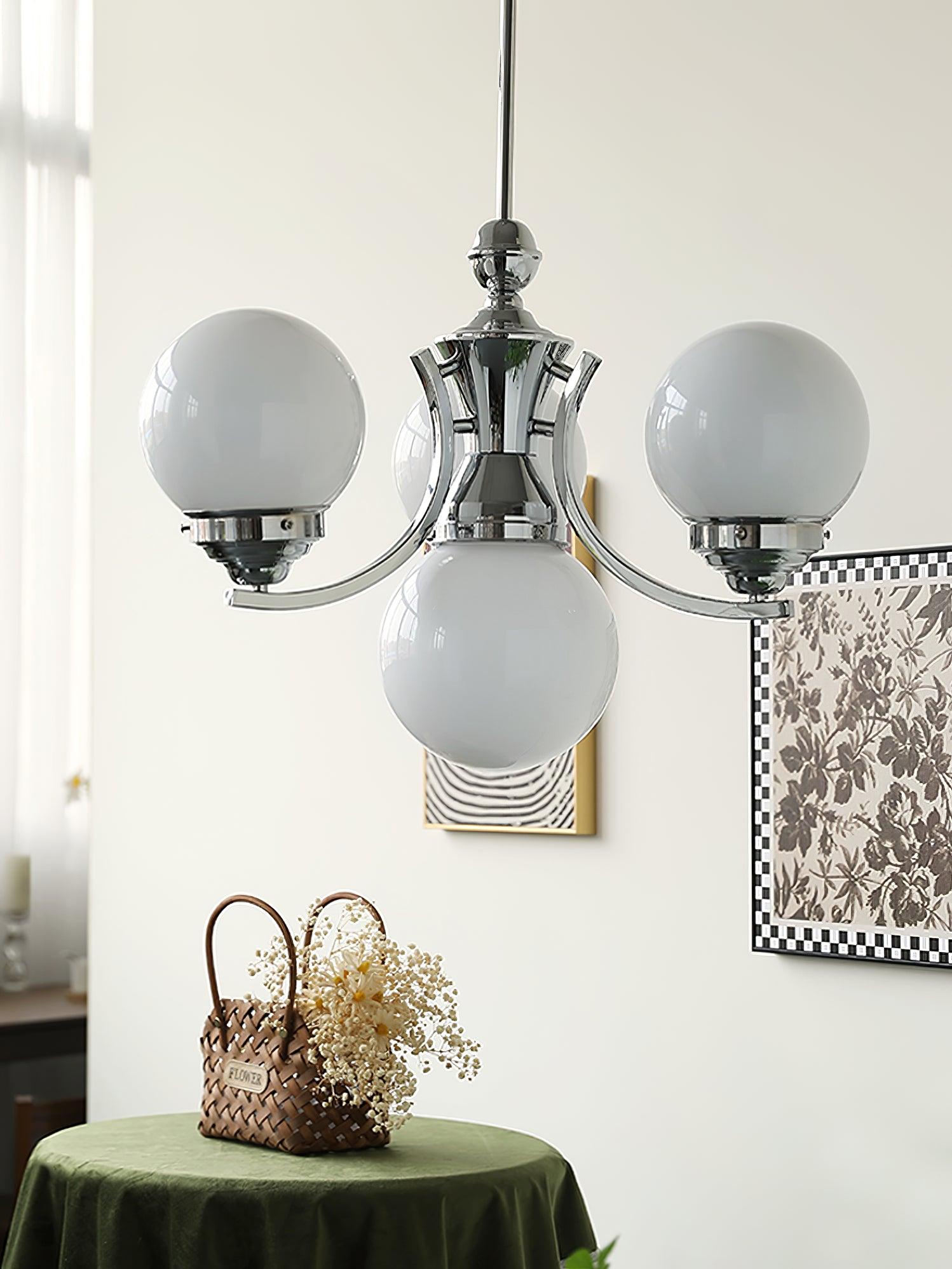 Lustra Chandelier Globe Chrome Modern 5-Light - Letslighting
