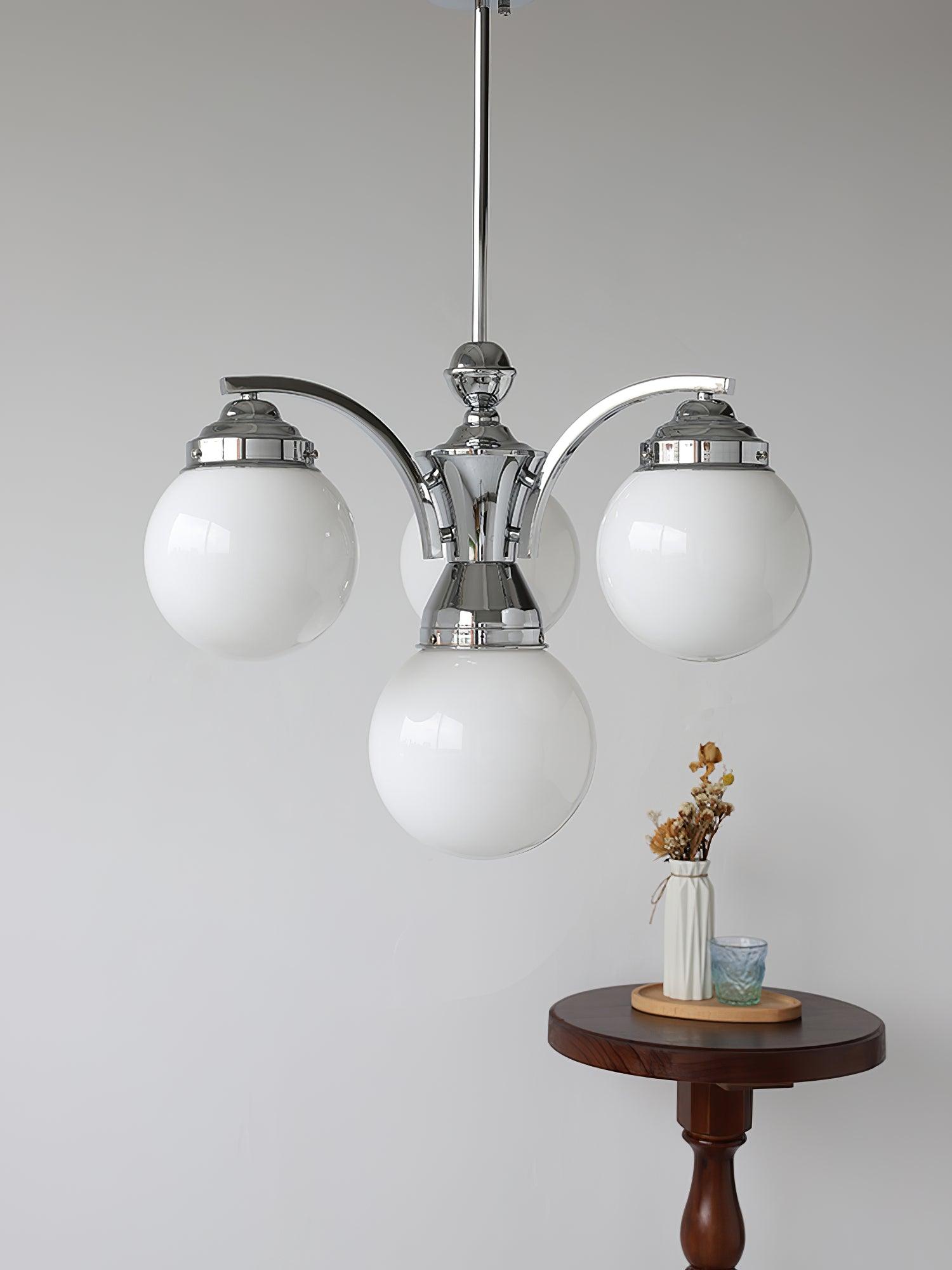 Lustra Chandelier Globe Chrome Modern 5-Light - Letslighting