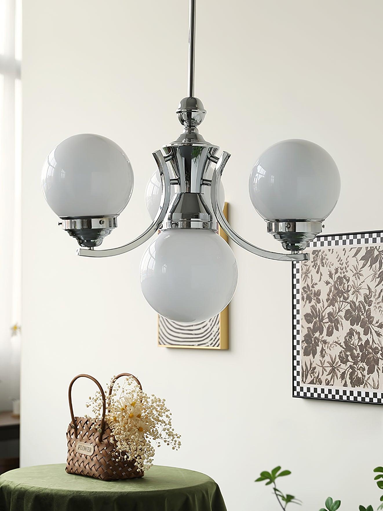 Lustra Chandelier Globe Chrome Modern 5-Light - Letslighting