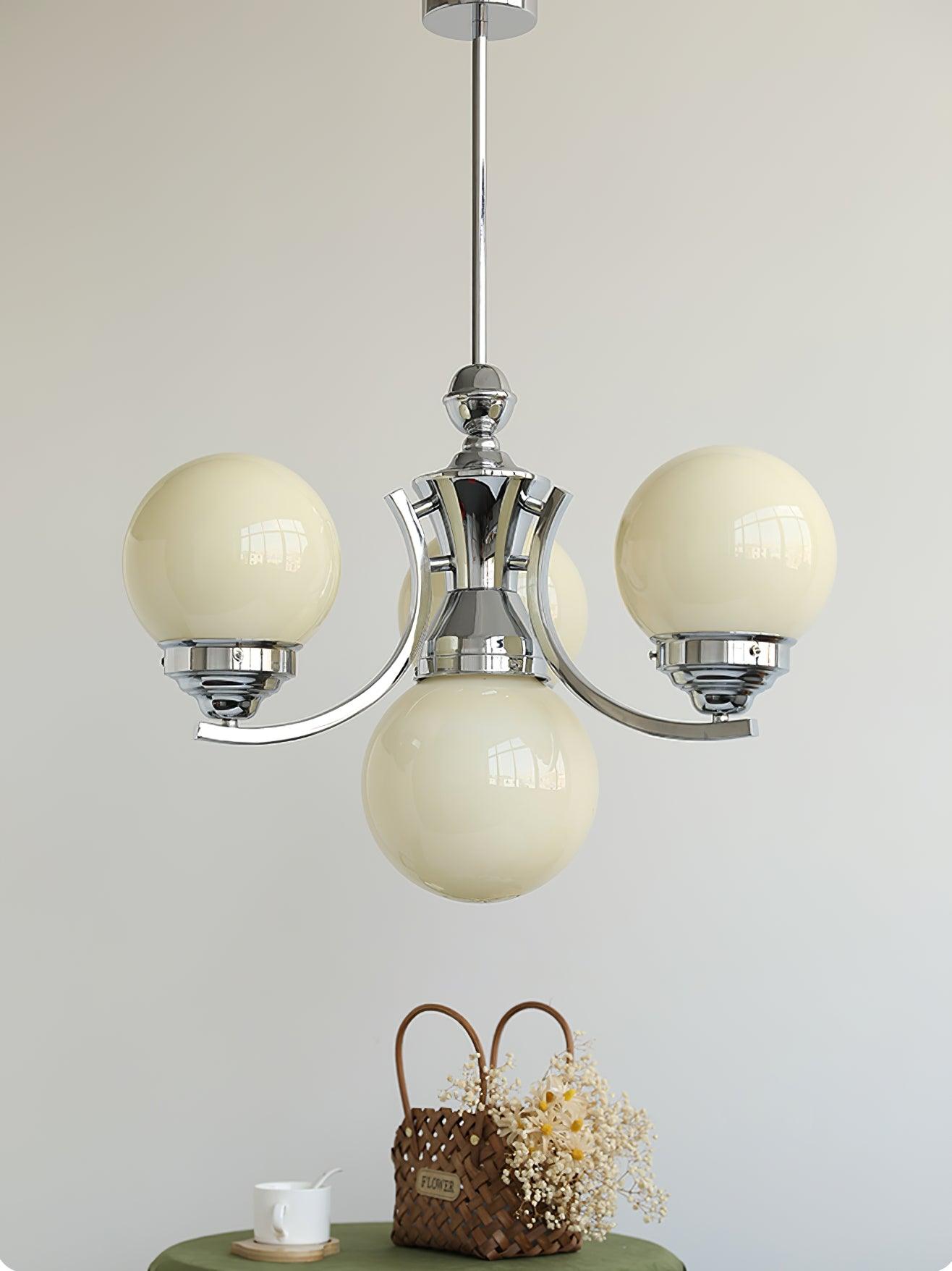 Lustra Chandelier Globe Chrome Modern 5-Light - Letslighting