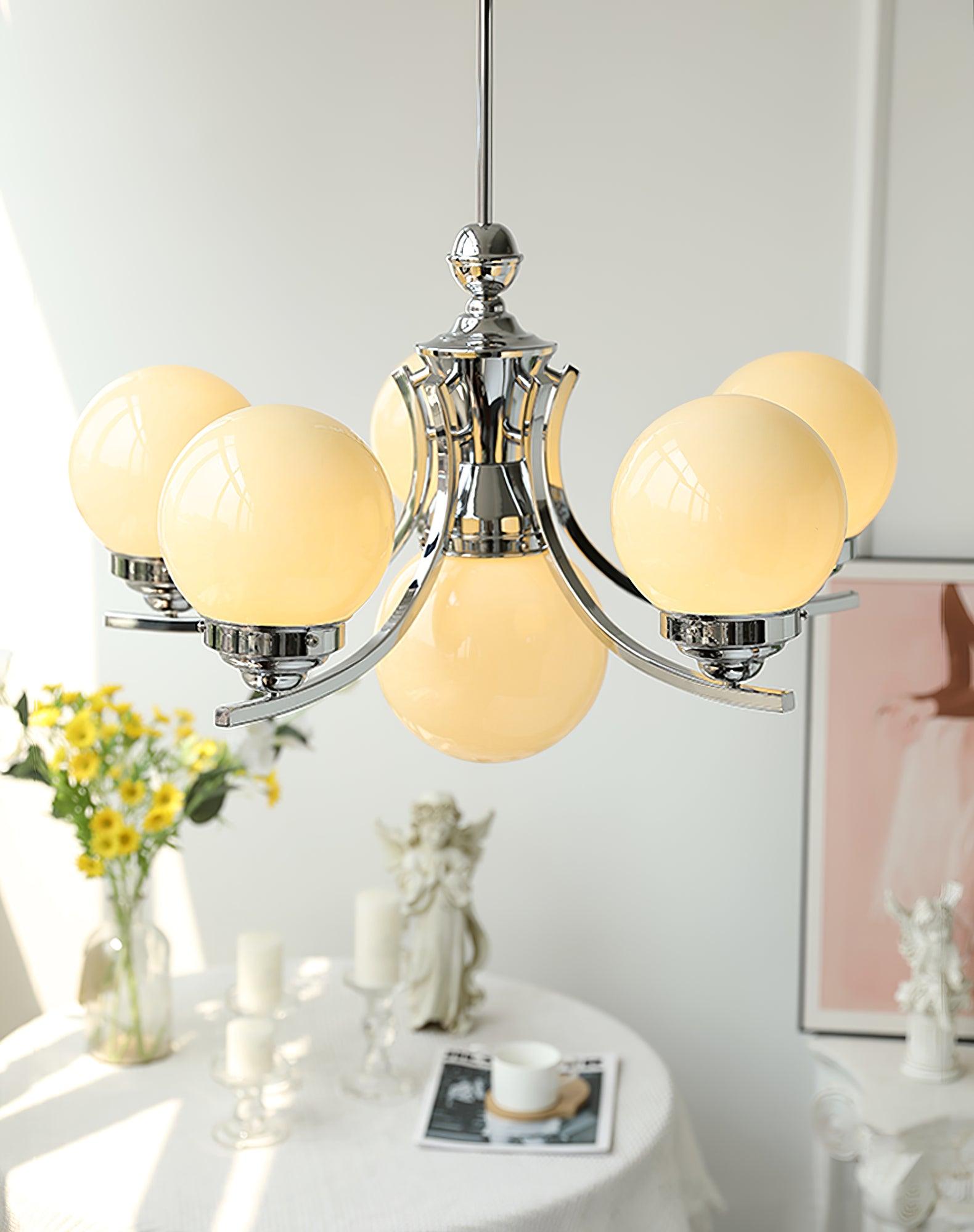 Lustra Chandelier Globe Chrome Modern 5-Light - Letslighting
