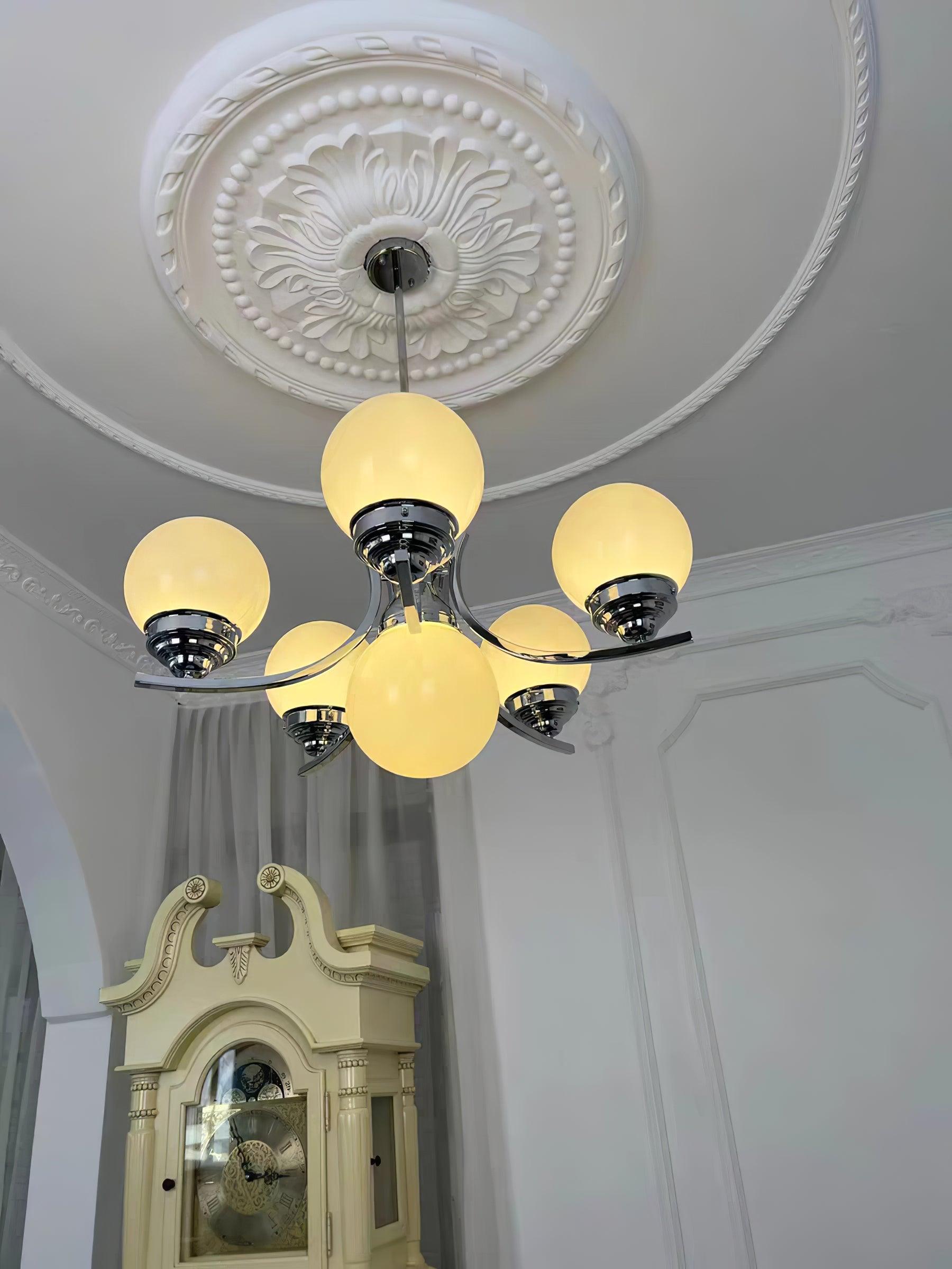 Lustra Chandelier Globe Chrome Modern 5-Light - Letslighting