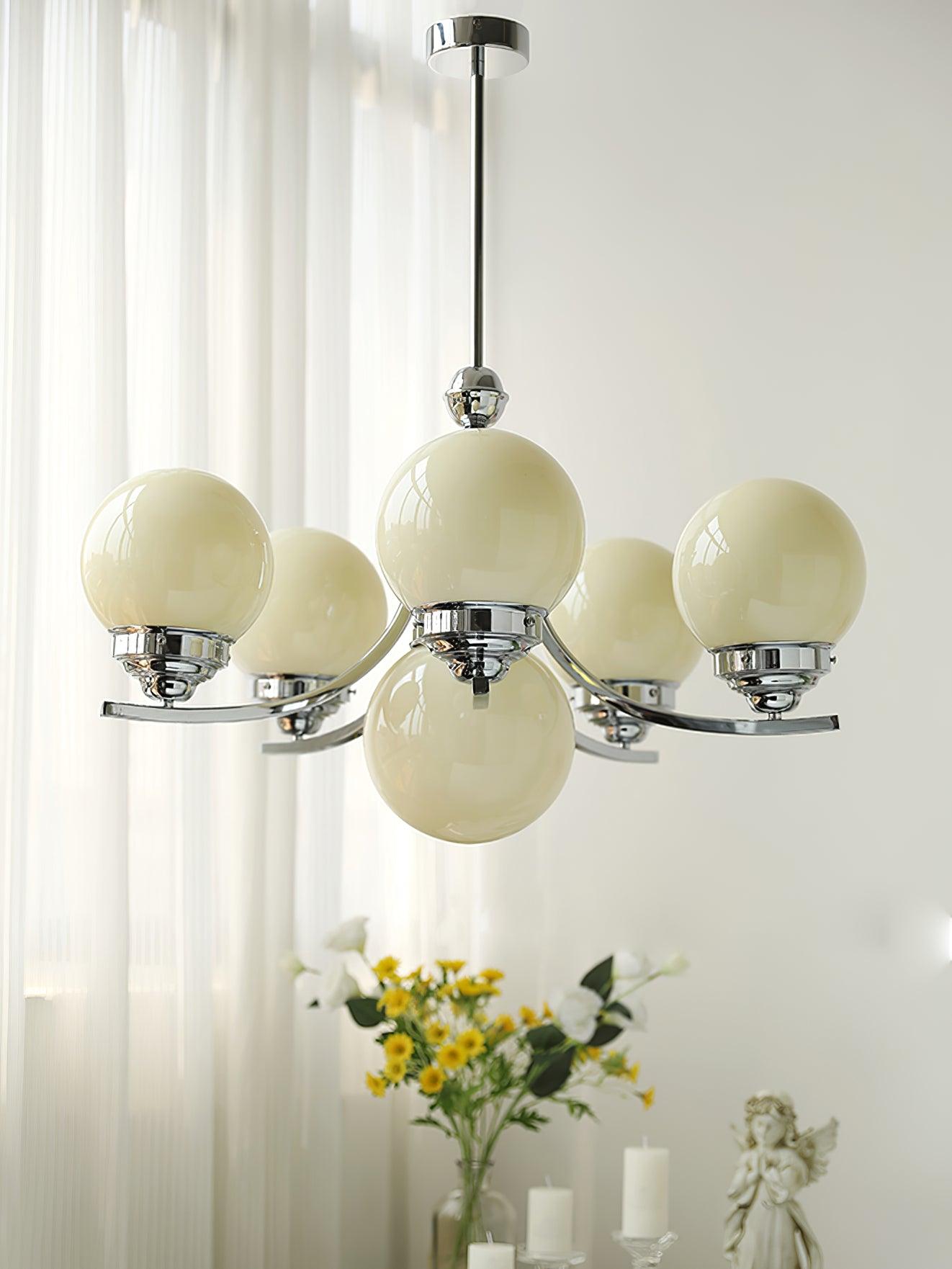 Lustra Chandelier Globe Chrome Modern 5-Light - Letslighting