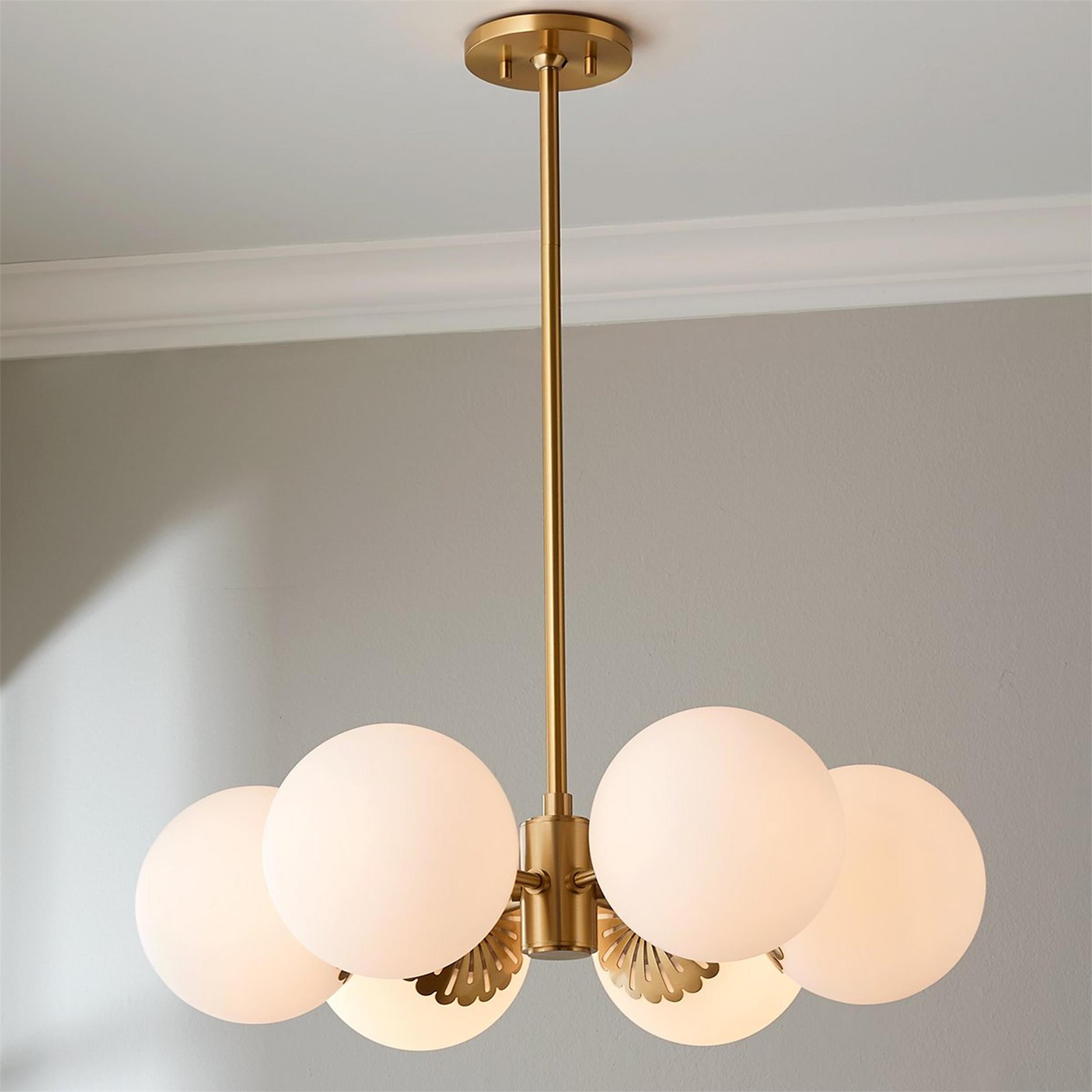 Whisper Modern Minimalist Globe Brass Glass Chandelier - Letslighting