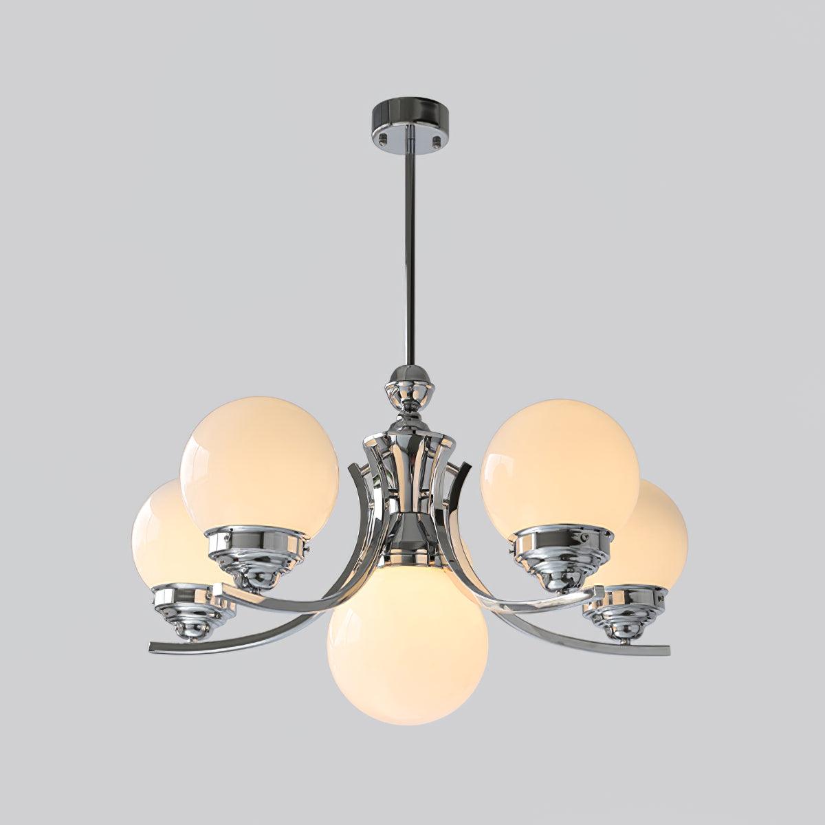 Lustra Chandelier Globe Chrome Modern 5-Light - Letslighting