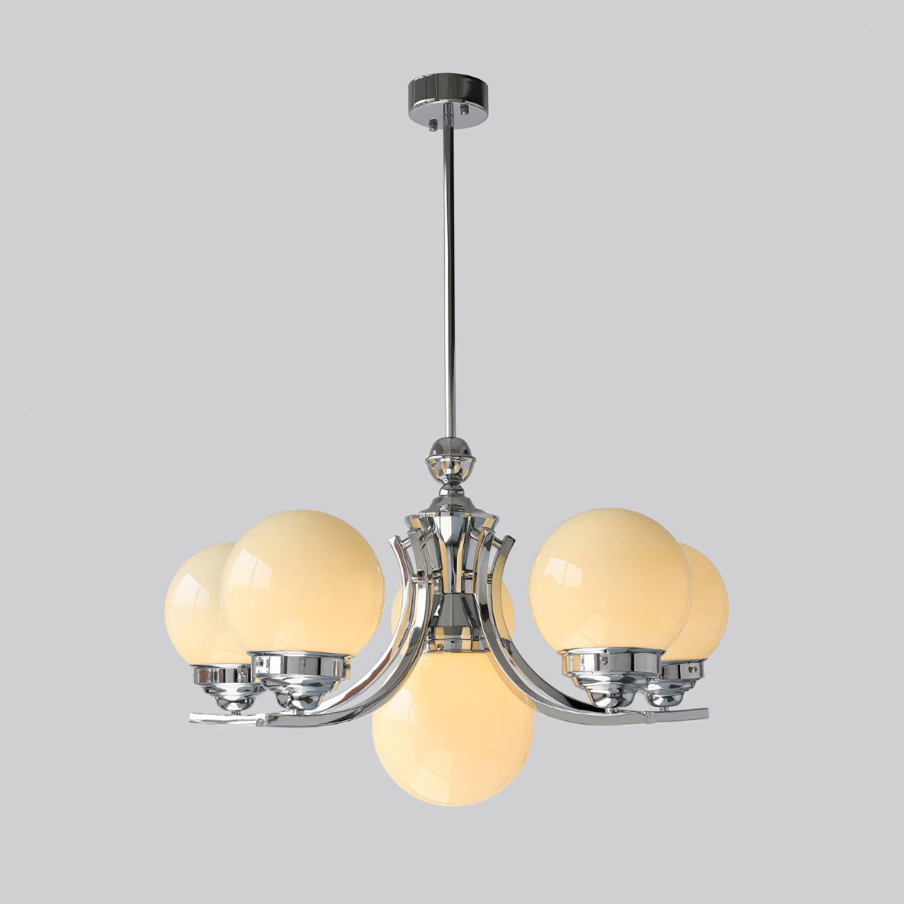 Lustra Chandelier Globe Chrome Modern 5-Light - Letslighting