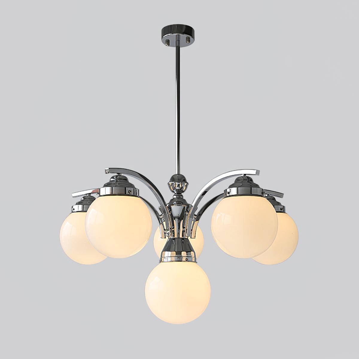 Lustra Chandelier Globe Chrome Modern 5-Light - Letslighting