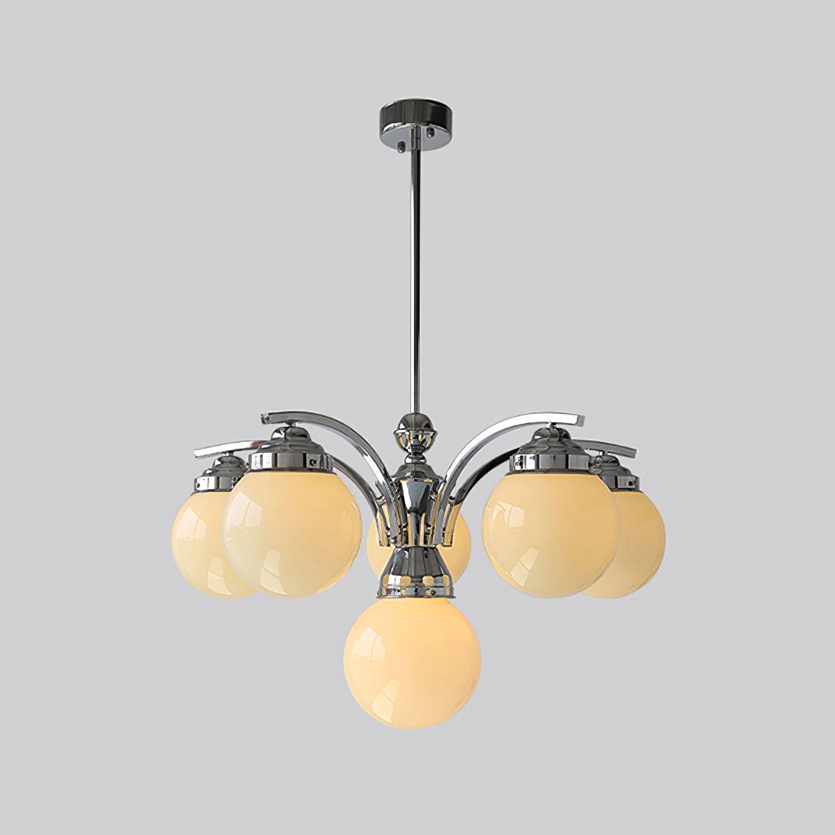 Lustra Chandelier Globe Chrome Modern 5-Light - Letslighting