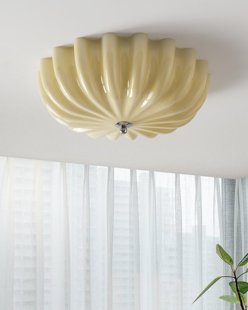 Zerinos Premium Nordic Art Shell Wood Glass Ceiling Light - Letslighting