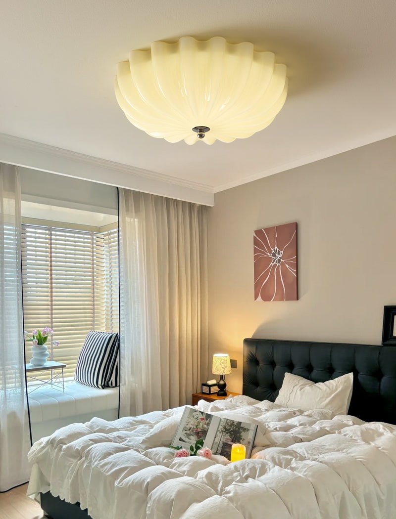 Zerinos Premium Nordic Art Shell Wood Glass Ceiling Light - Letslighting